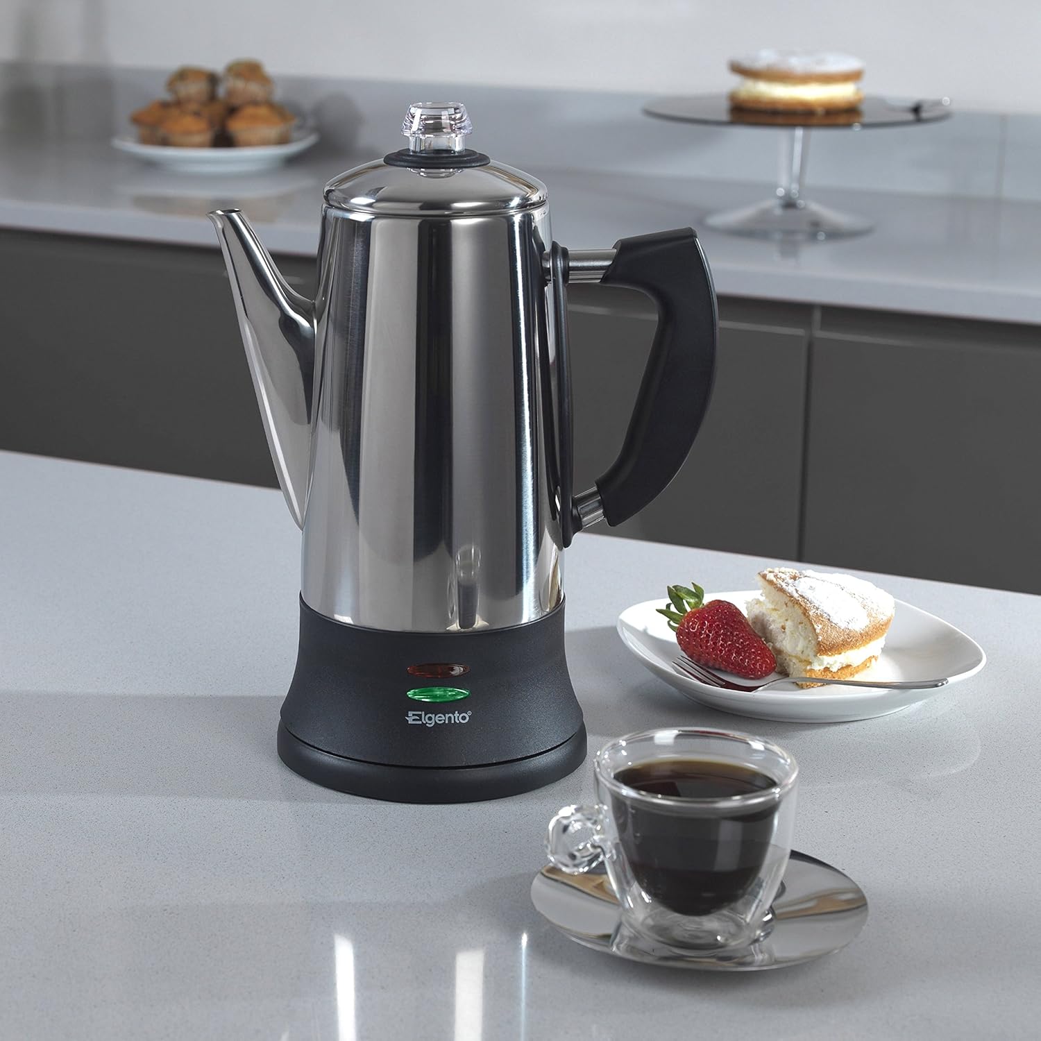 Percolators & Moka Pots NEW ELGENTO E011 ELECTRIC STAINLESS STEEL