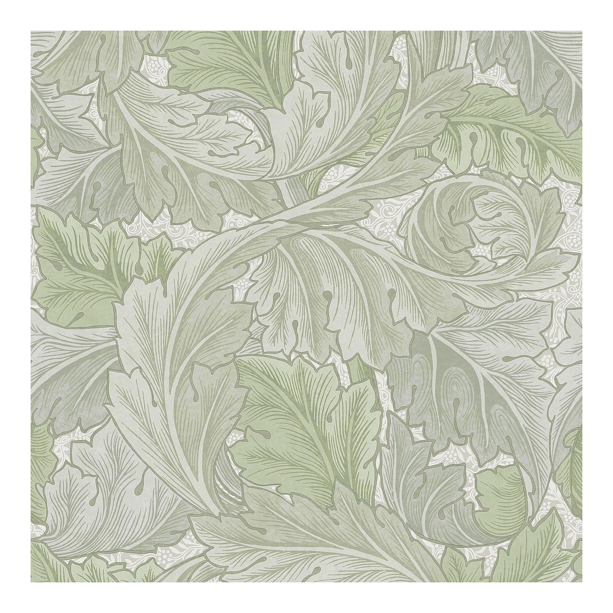 William Morris at Home Acanthus Misted Sage Wallpaper | Green Leaves | Paste the Wall | Eco-Friendly