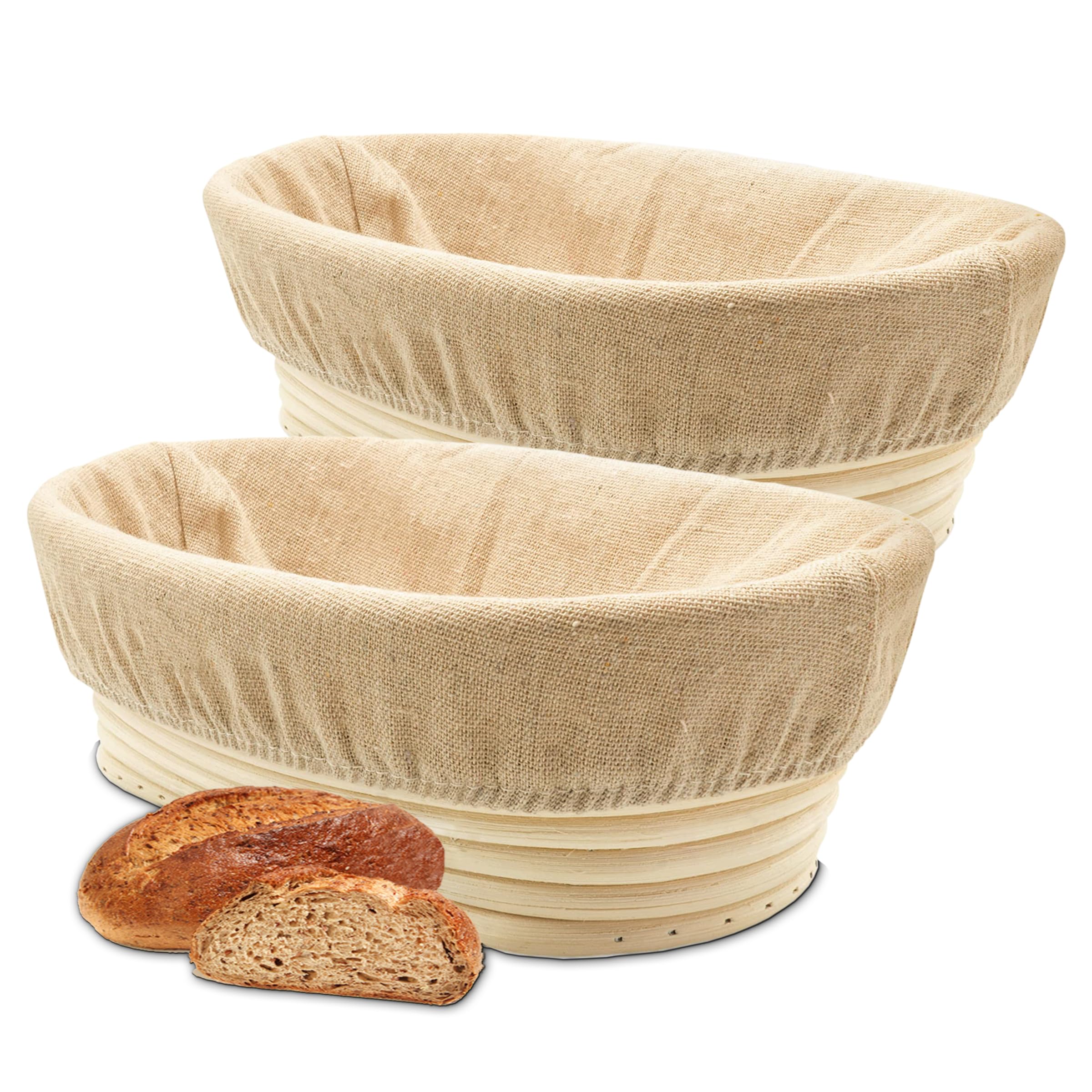 2 Banneton pour Pain Ovales de 25 cm, Panier de Fermentation pour Pain, Corbeille Ovale en Rotin Durable pour la Cuisson, les Accessoires de Pâtisserie