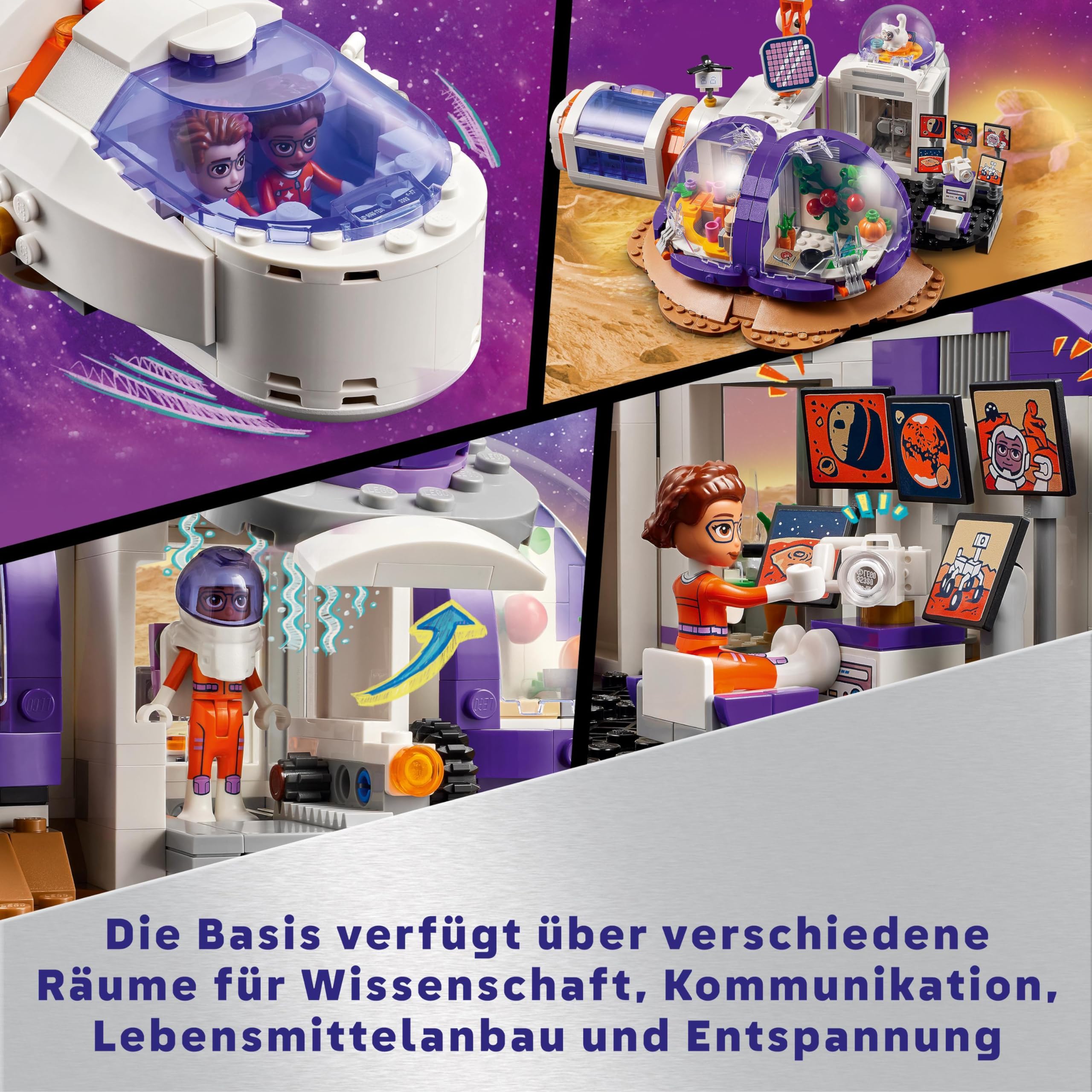 LEGO Friends Mars-Raumbasis mit Rakete, Weltraum-Spielzeug mit Space Shuttle und 4 Astronauten-Figuren, Geschenk für Mädchen und Jungen ab 8 Jahren, die Wissenschaft und Technik lieben 42605