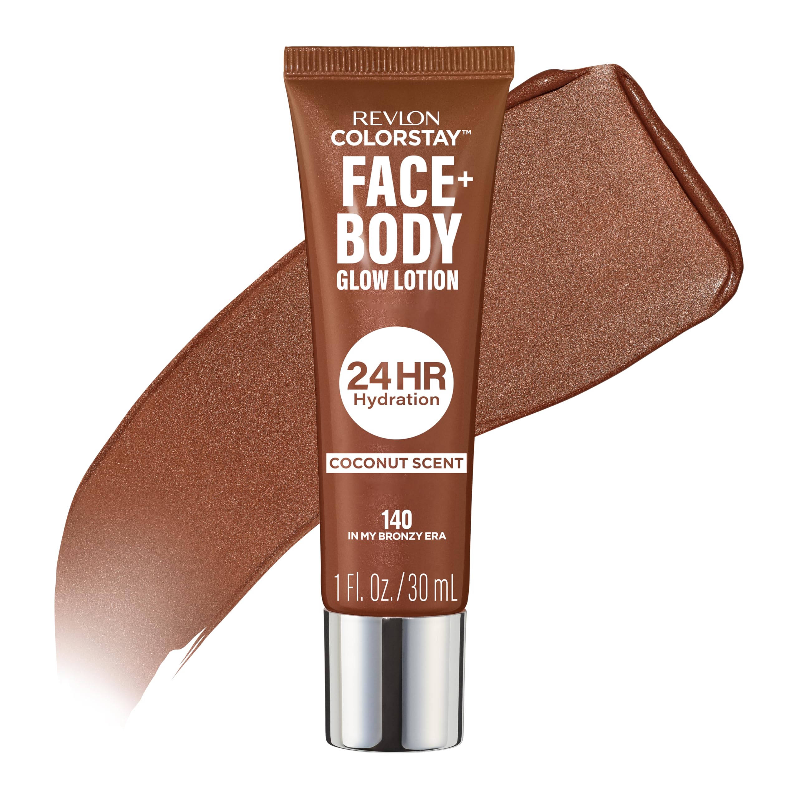 Revlon ColorStay Face & Body Glow Lotion – Hydrating Bronzer with Coconut Scent, Radiant Luminising Finish, 24-Hour Hydration, In My Bronze Era