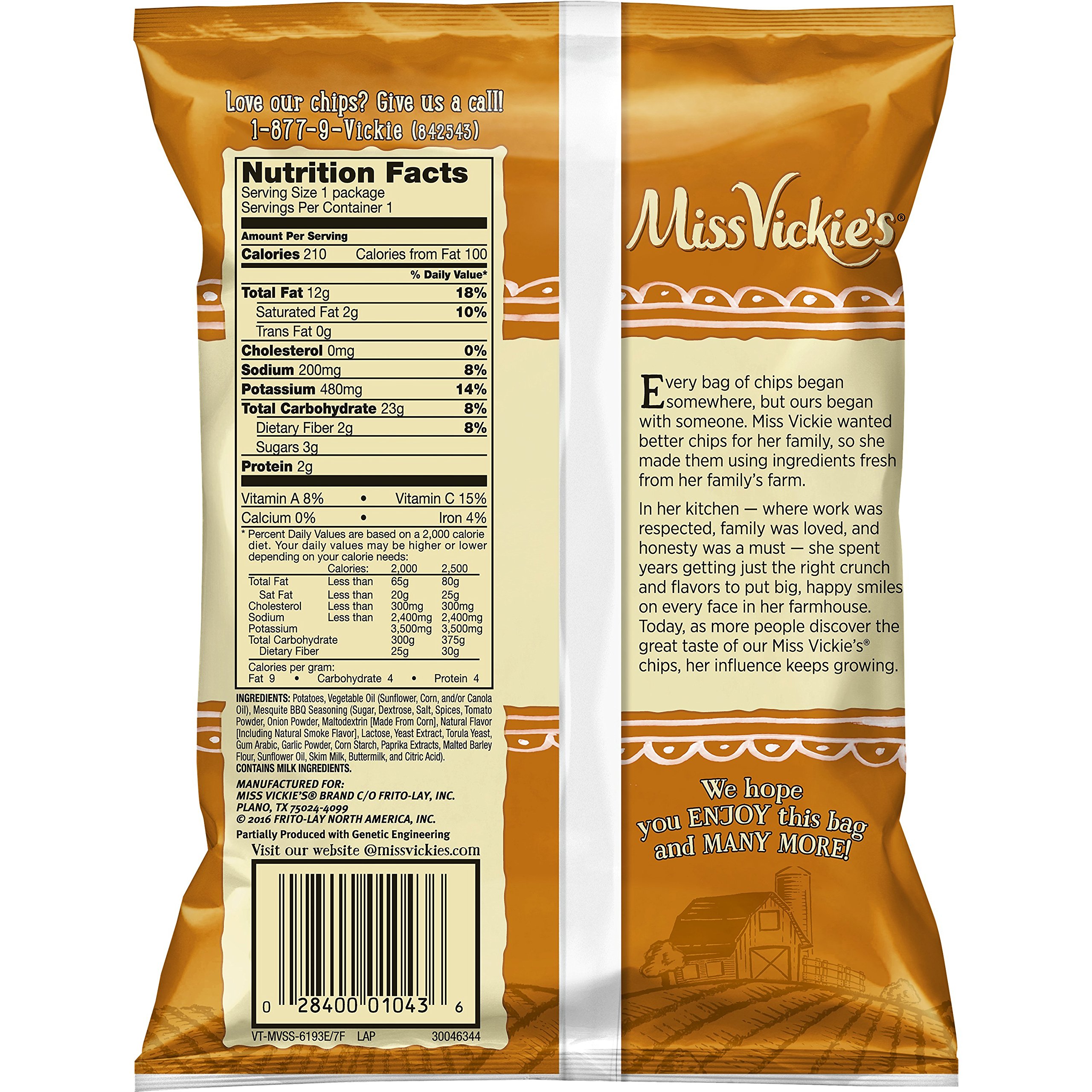 Buy Miss Vickie's Smokehouse BBQ Flavored Kettle Cooked Potato Chips, 1.375 Ounce (Pack of 64