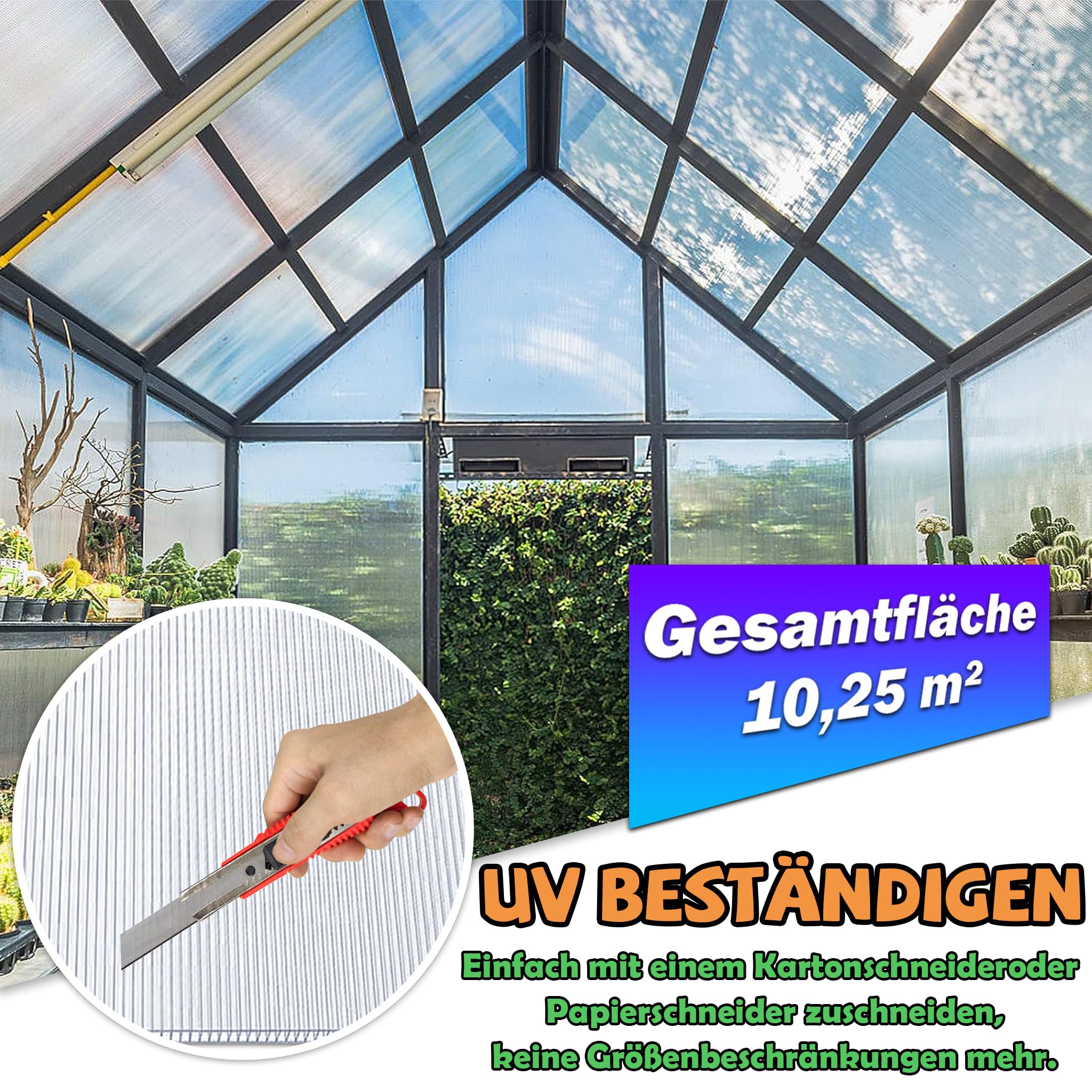 Froadp 4mm Strato del Policarbonato della Doppia Parete, 1210x605mm Spessore Set di Piastre a Nido d'ape, 14pcs Trasparente Pannello UV Resistente e Intemperie della Serra per Serra del giardino