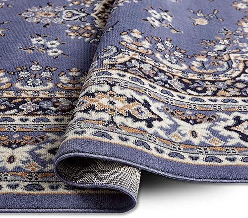 Miniatura 75 de Home Dynamix Premium Sakarya - Tapete tradicional con borde y medallón, gris, tapete rectangular de 7 pies 8 pulgadas x 10 pies 7 pulgadas Azul