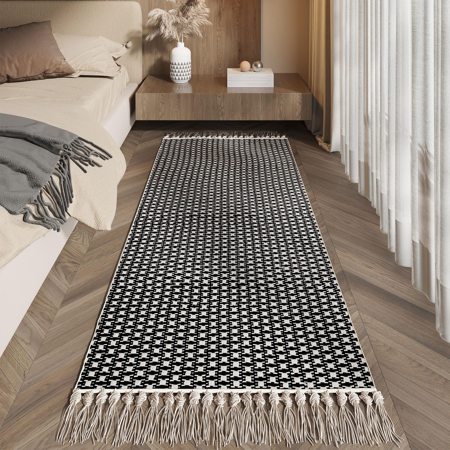 MATKIK Boho Runners for Hallways 2x8 ft Washable Runner Rug Non Slip Rubber Backed Kitchen Rug Woven Entryway Runner Rugs Tassels Carpet Runners for