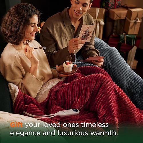Miniatura 9 de Bedsure GentleSoft - Manta térmica eléctrica, suave manta eléctrica de franela acanalada, calefacción con 4 ajustes de tiempo, 6 niveles de calor,