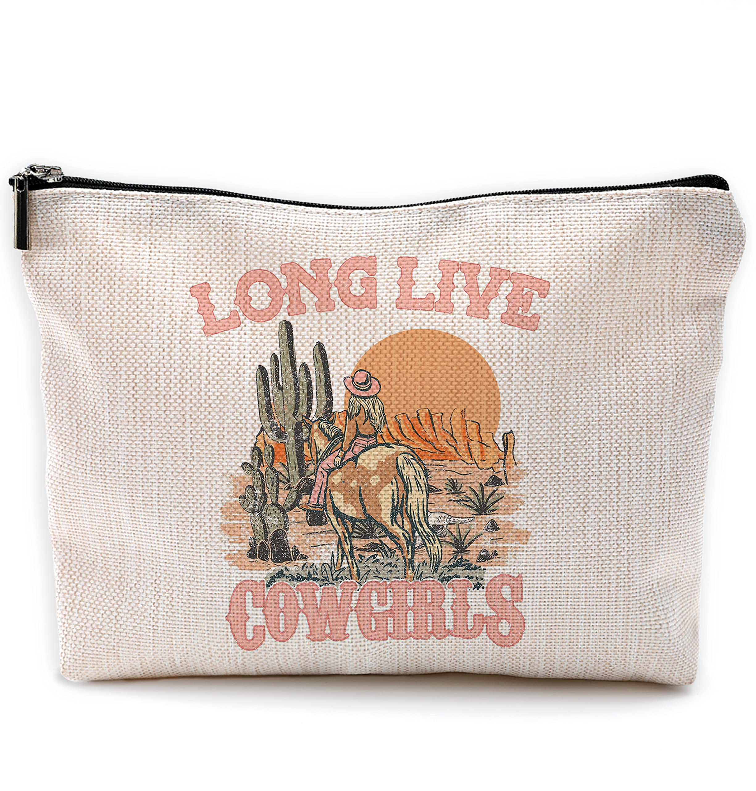 Western Make-up-Tasche Im Cowgirl-Design - Leinen, 19,1 X 25,4 Cm