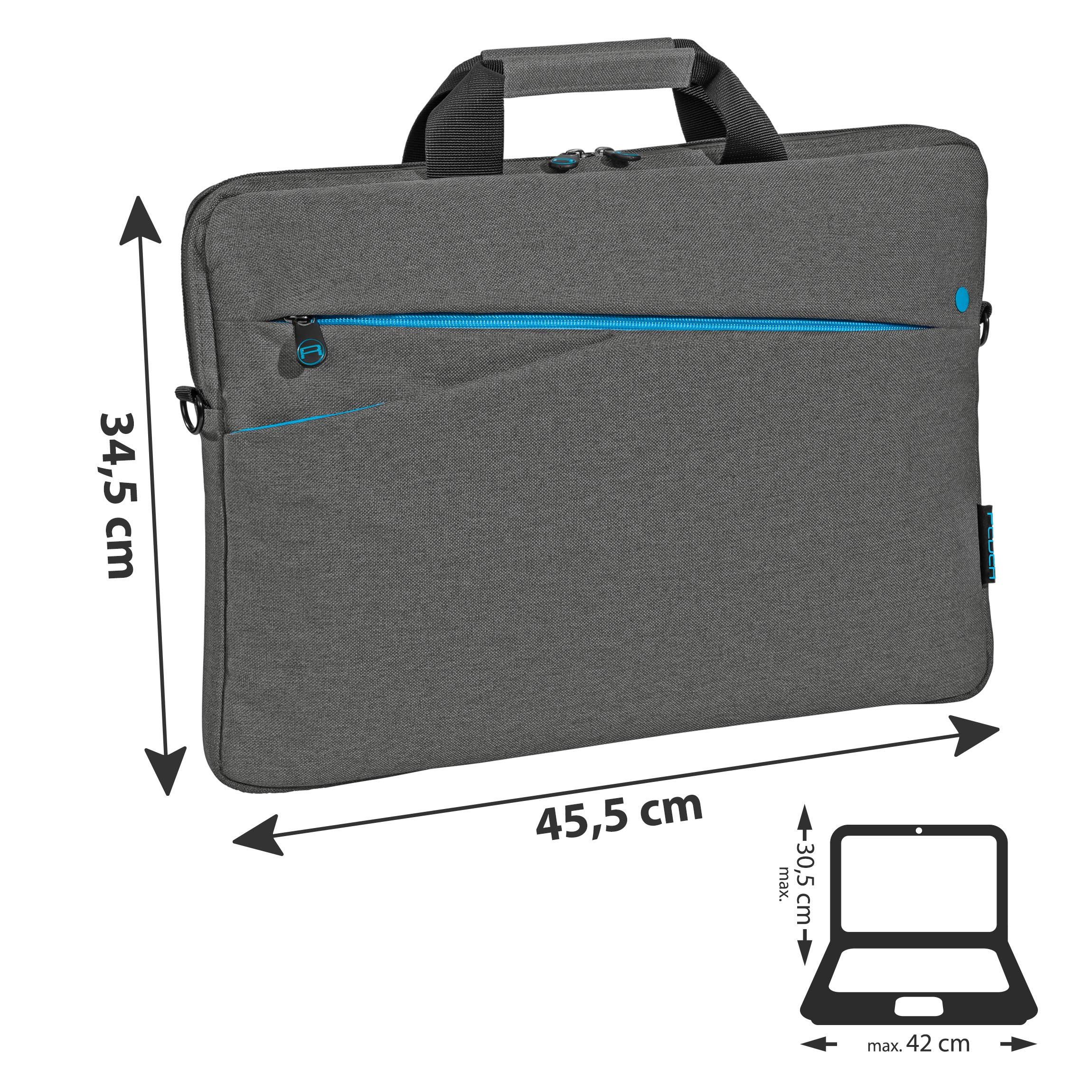 PEDEA torba na laptopa "Fashion" torba na notebooka do 17,3 cala (43,9 cm), torba na ramię z paskiem na ramię, w zestawie zamek do notebooka, szara