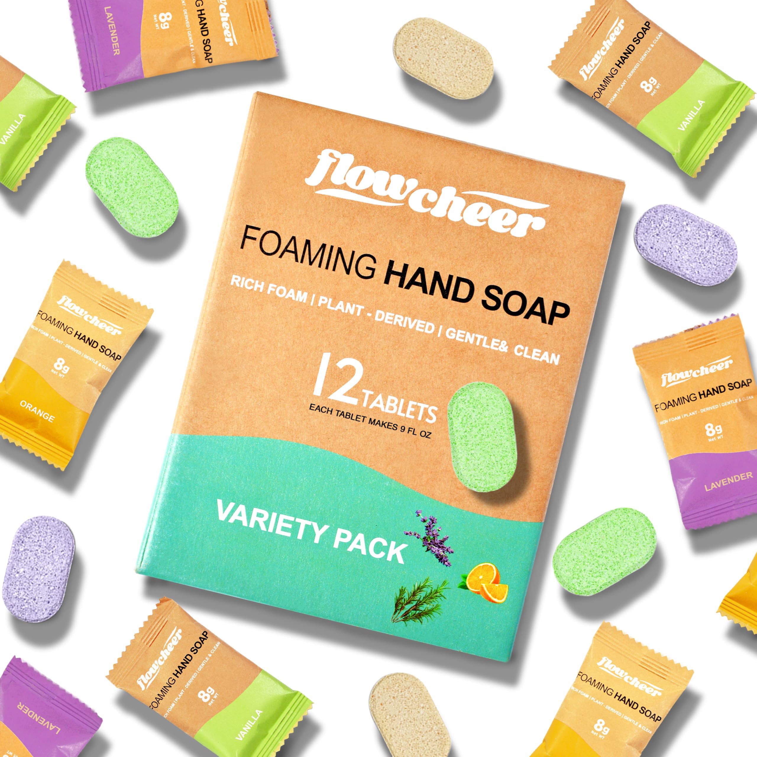 Flowcheer Foaming Hand Soap Refill Tablets, 12 Pack, Assorted Scents