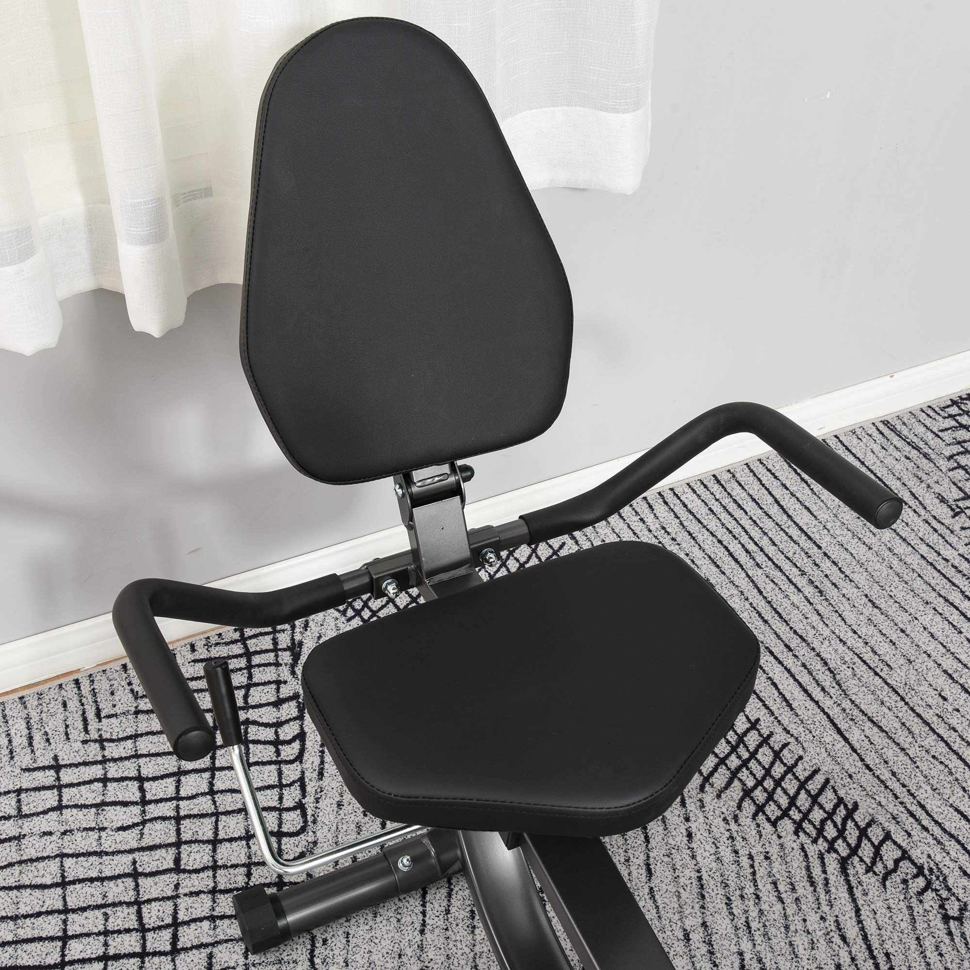 HOMCOM Vélo d'Appartement Semi-Allongé Magnétique Silencieux pour Rééducation Seniors, Noir