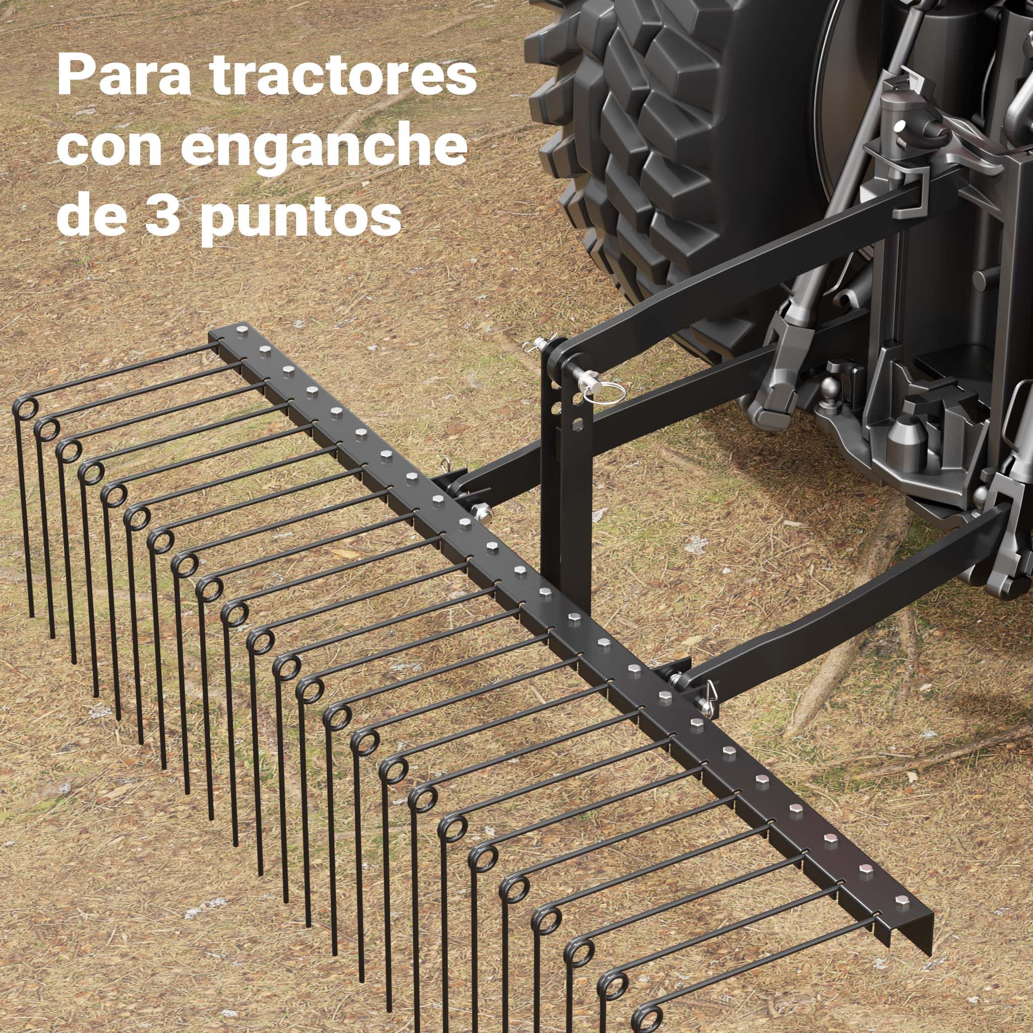Wiltec Escarificador de césped 183 cm de ancho de trabajo y 24 púas, aireador de césped quita musgo rastrillo para tractores cortacésped, ATV y UTV