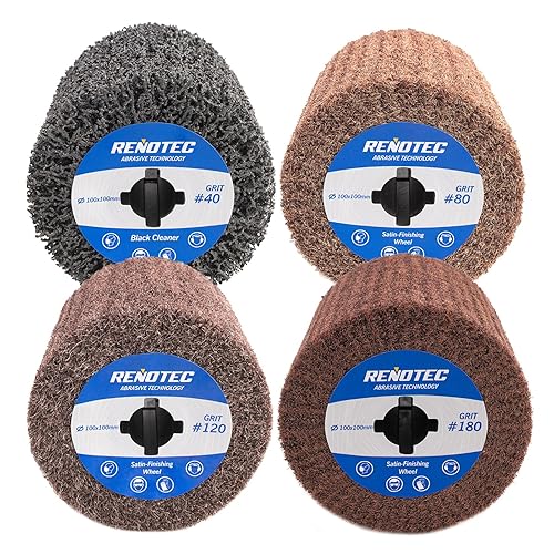 Miniatura 12 de Rueda no tejida de 4 x 4 pulgadas, USF, grano ultra fino 800, paquete de 4, S/C, para pulido y acabado