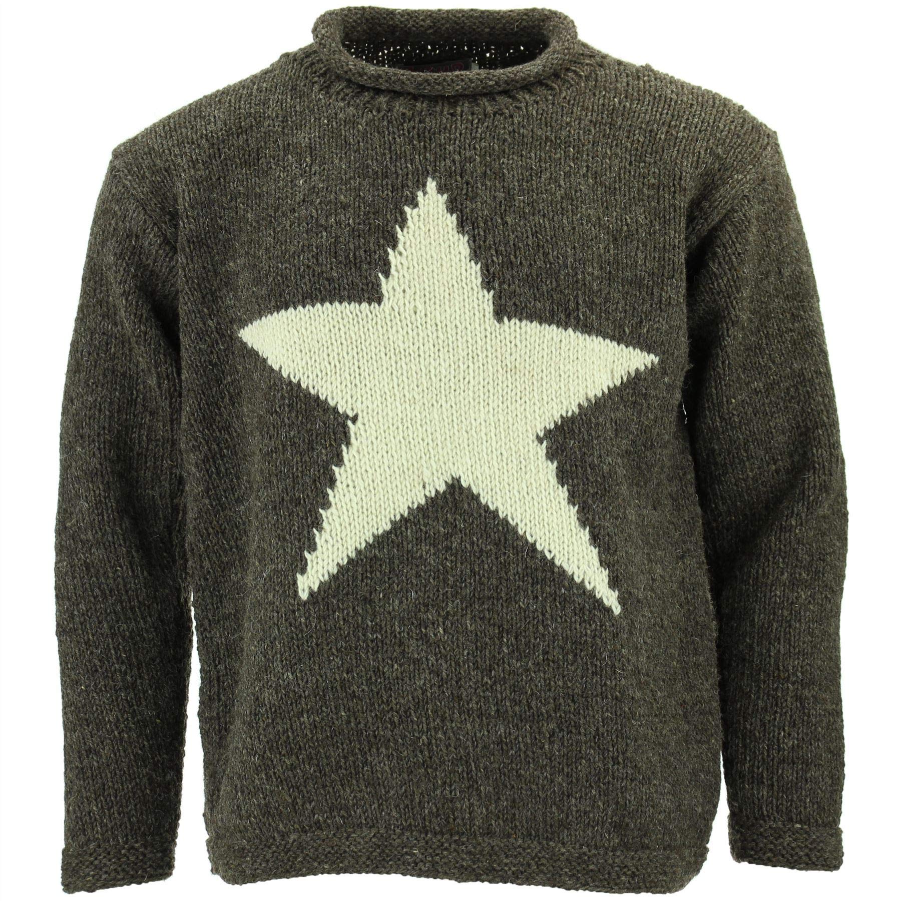 Loud Jumpers Women's Brown Cream Wool Knit Star Jumper - M