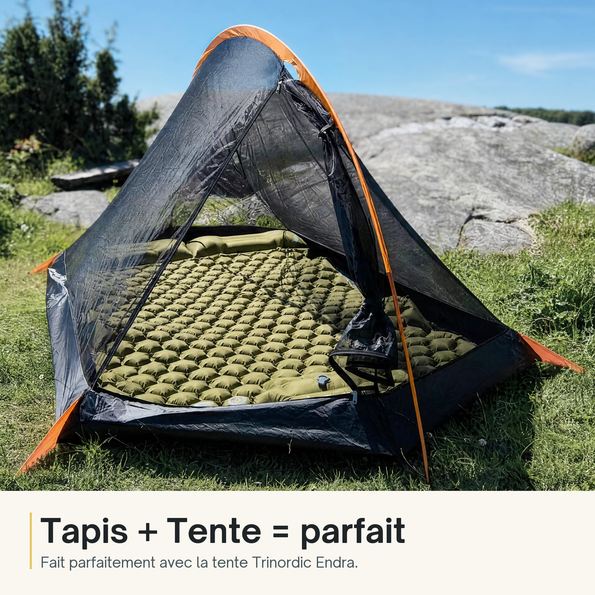 TRINORDIC Tapis Gonflable Double Léger – 2 Personnes avec Pompe à Pied