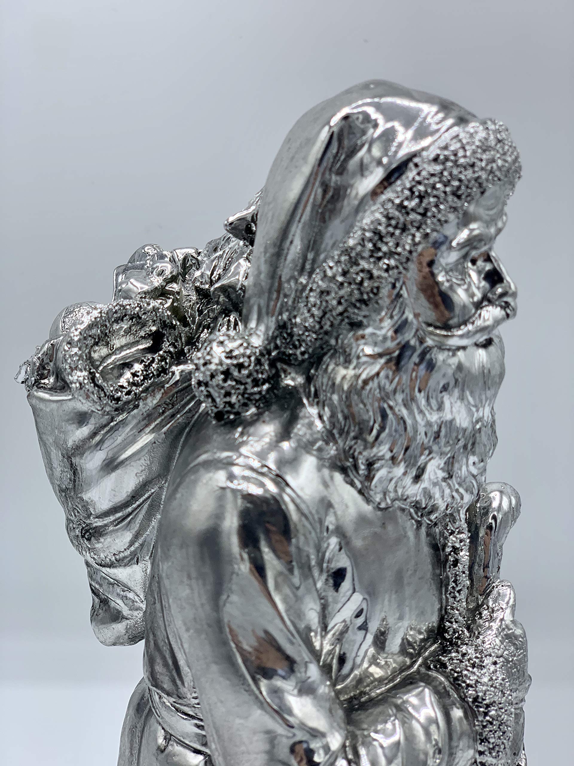 Weihnachtsmann mit Stock (Silber, 29,5 cm
