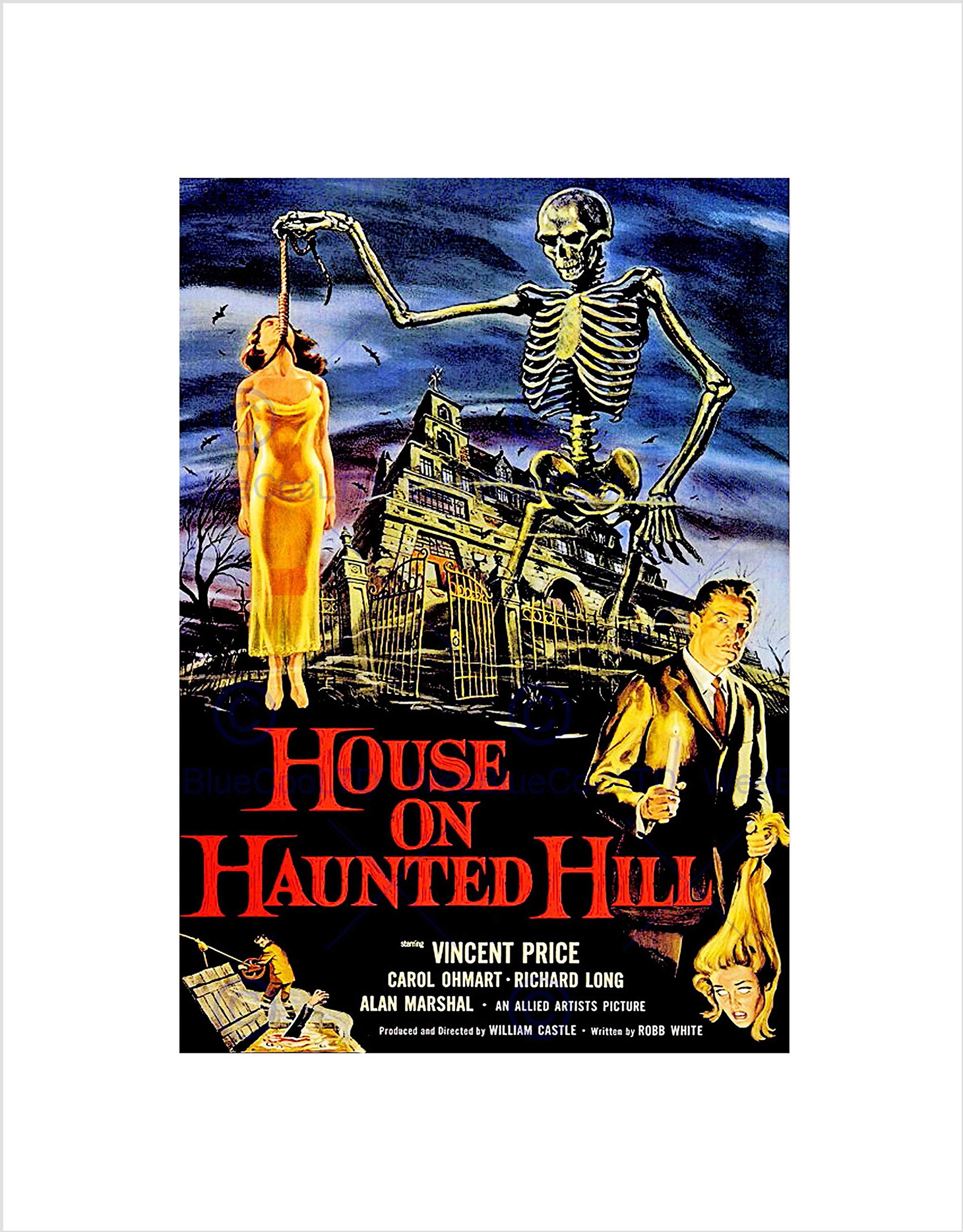 Wee Blue Coo MOVIE FILM HOUSE HAUNTED HILL VINCENT PRICE HORROR SKELETON ART PRINT B12X12150