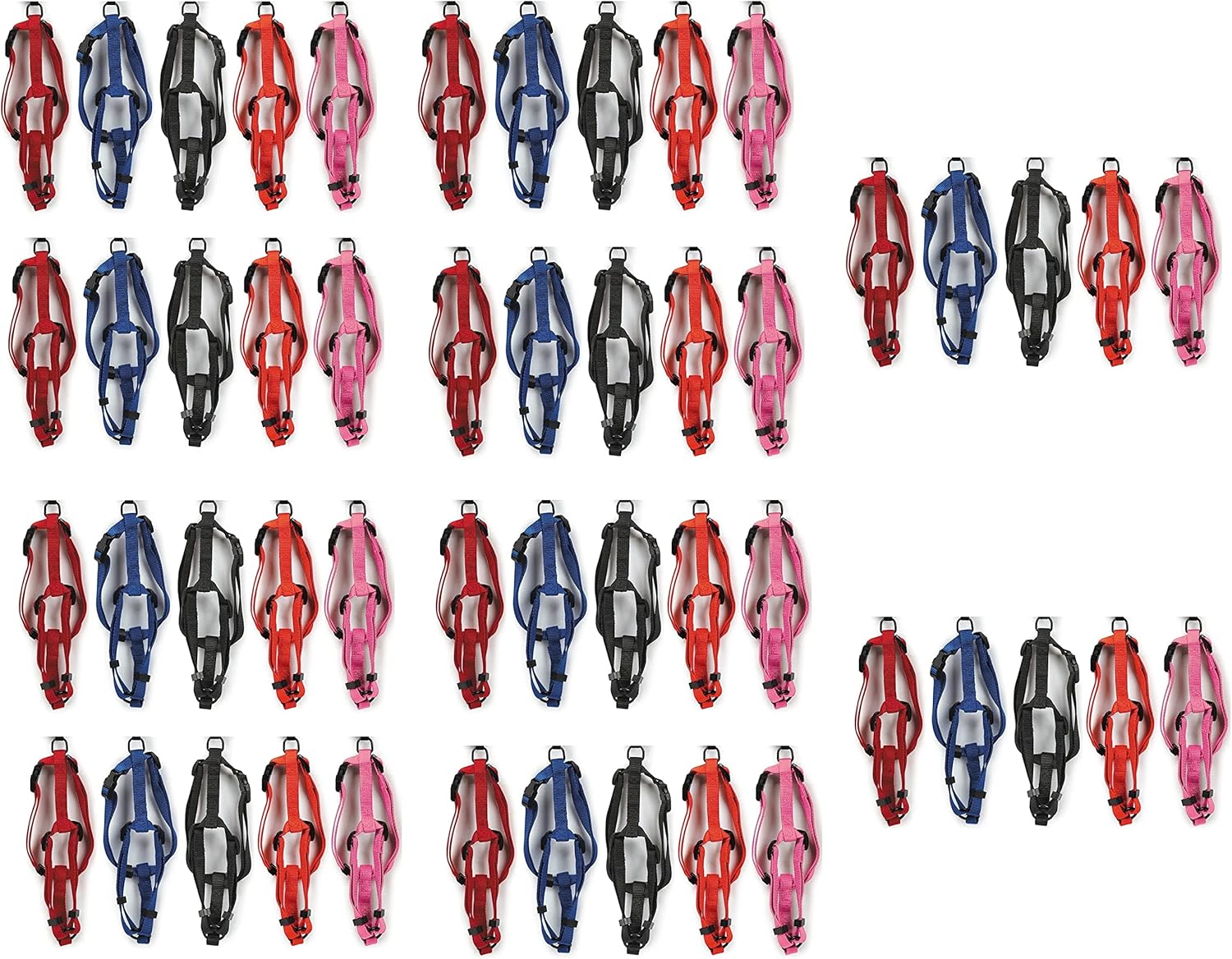 Dog Adjustable Nylon Harness Bulk Packs for Small and Medium Dogs Assorted Color (50 Harnesses)