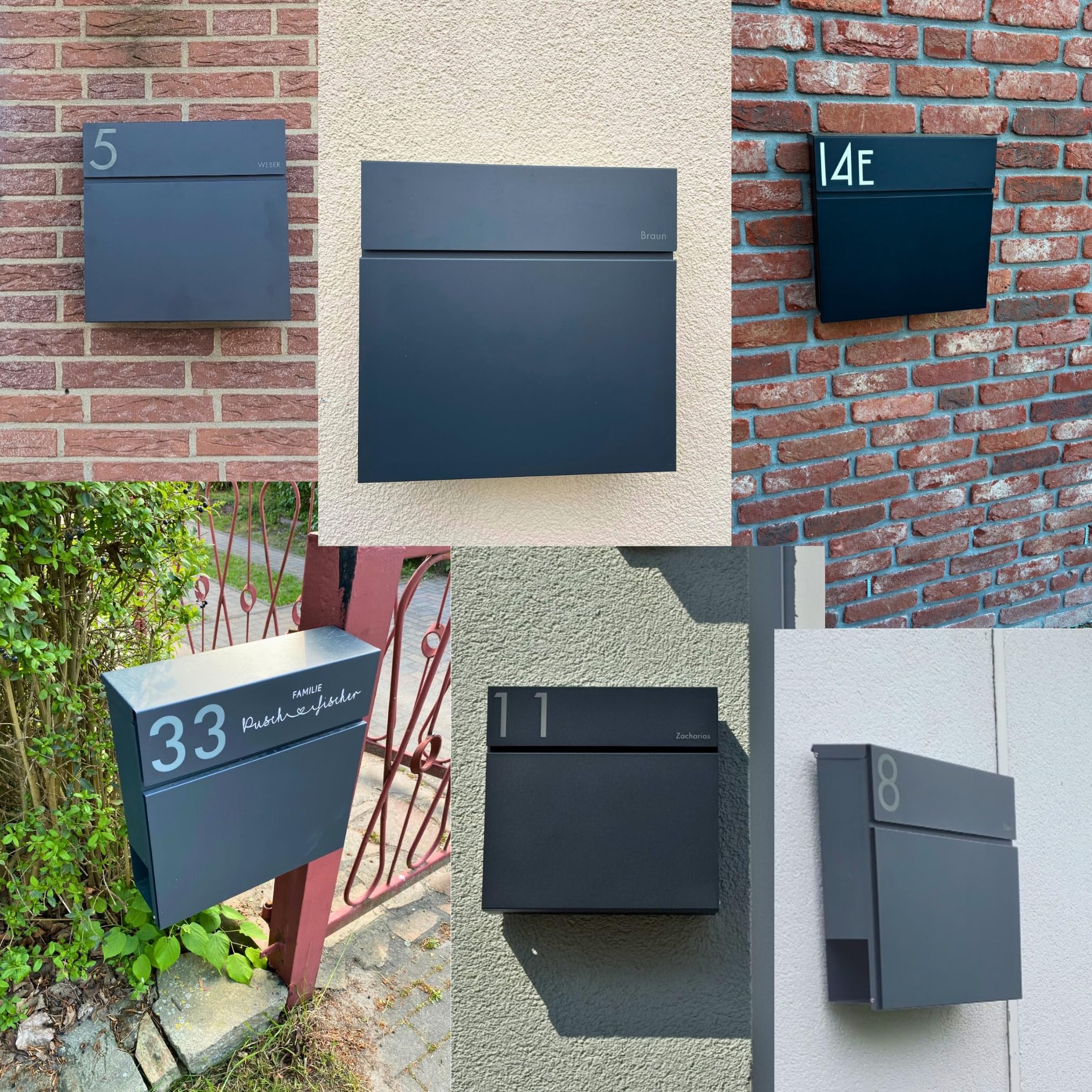 Radius Designer Briefkasten Letterman 6 Anthrazit, personalisierte Lasergravur - wetterfester pulverbeschichteter Stahl - mit Zeitungsfach - inkl. Montageset - 10 Jahre Funktions- & Korrosionsgarantie