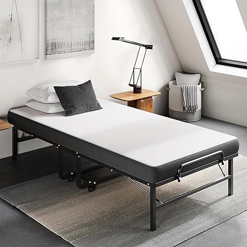Miniatura 2 de LIKIMIO LKIMIO - Cama plegable portátil de 75 x 38 pulgadas, camas plegables enrollables con colchones para adultos, marco de metal resistente,