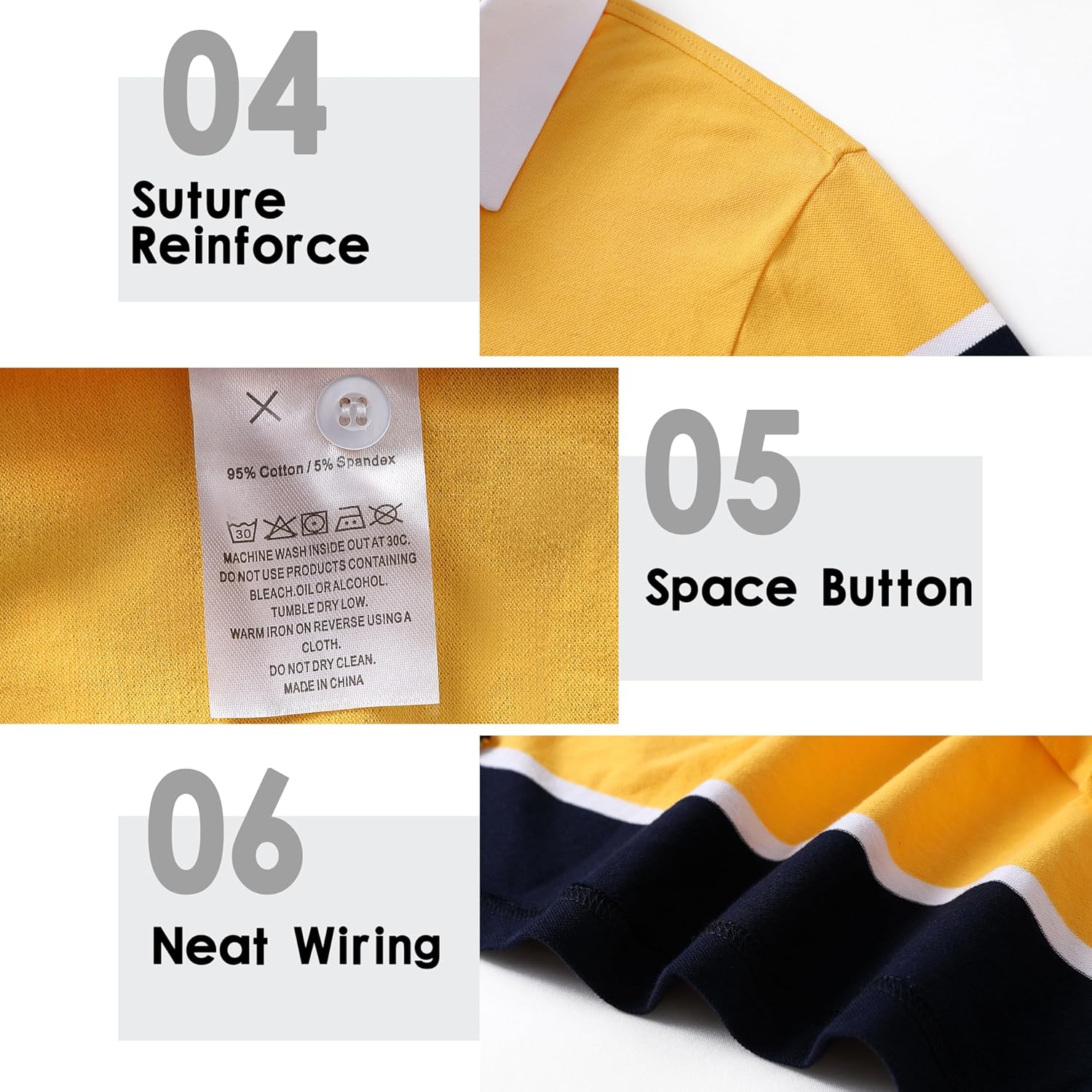 Men's Polo Shirts Long Sleeve Striped Dry Fit Casual Collared Pique Golf Polo Shirts for Mens - Image 7