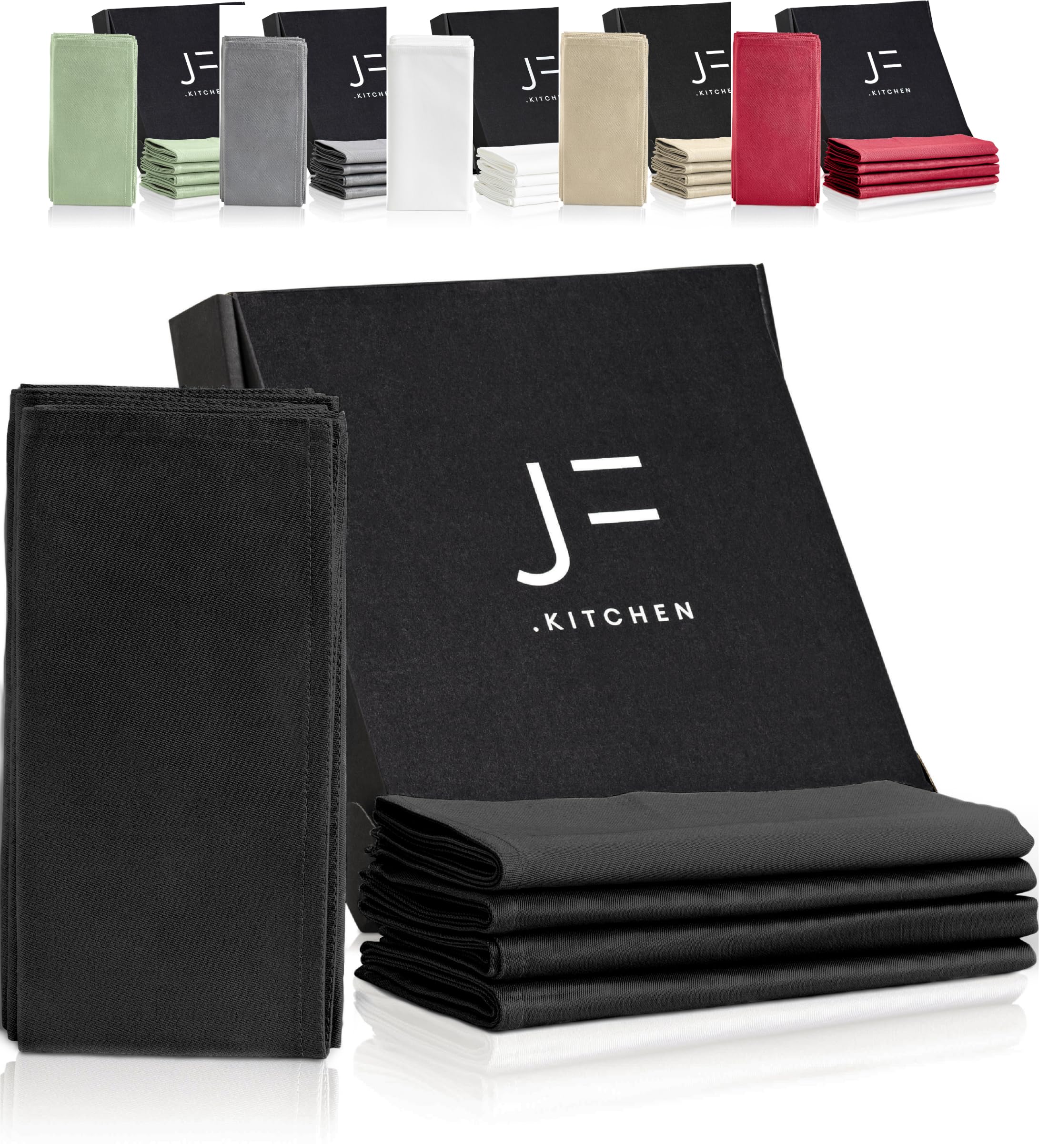 Serviettes en tissu lavables noir en lot de 12 serviettes en coton 40x40 cm pour pliage de table