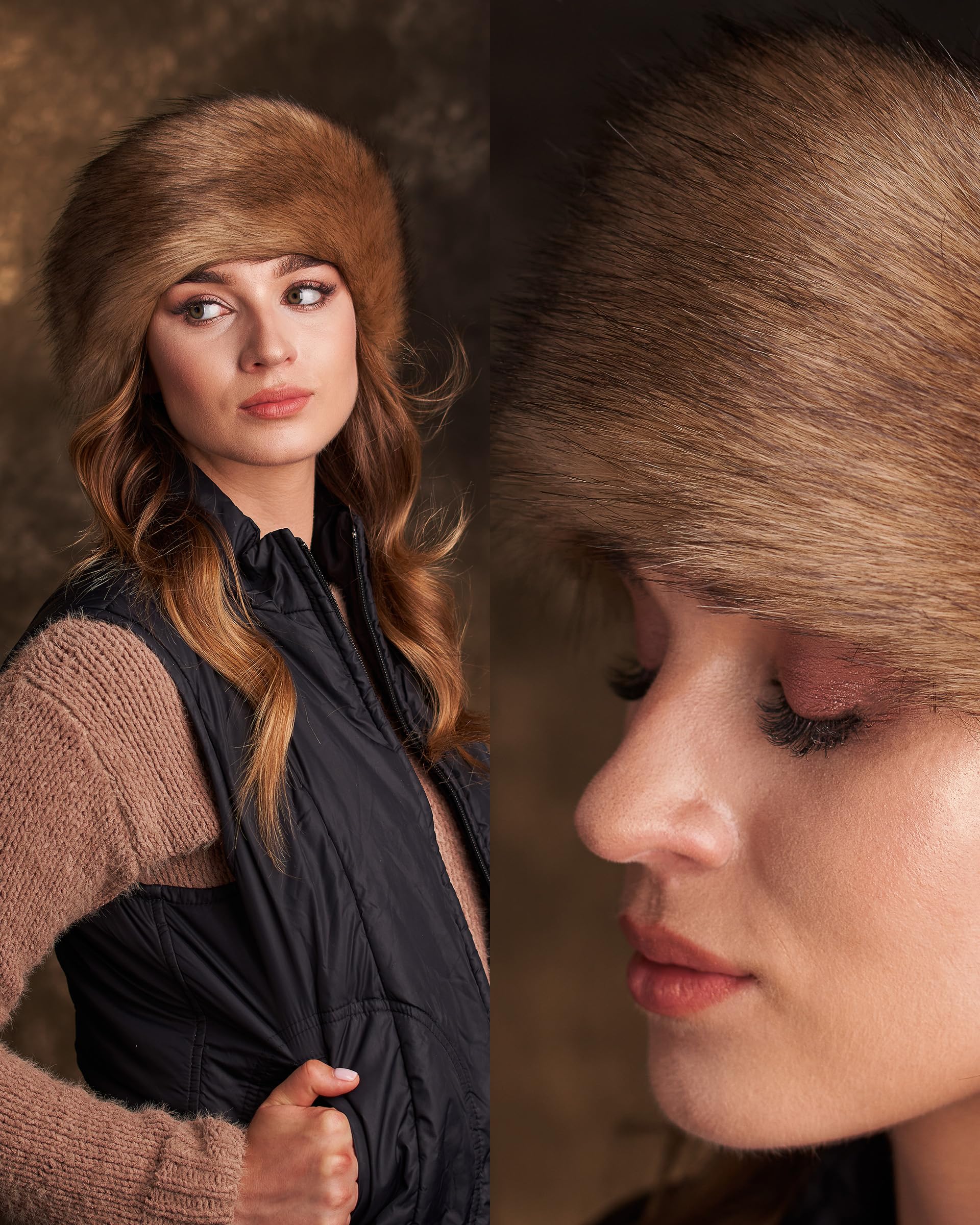 Futrzane Classic Headband - Faux Fur Headbands for Women - Furry Band for Winter - Size XS (Beige Classic) - Image 3