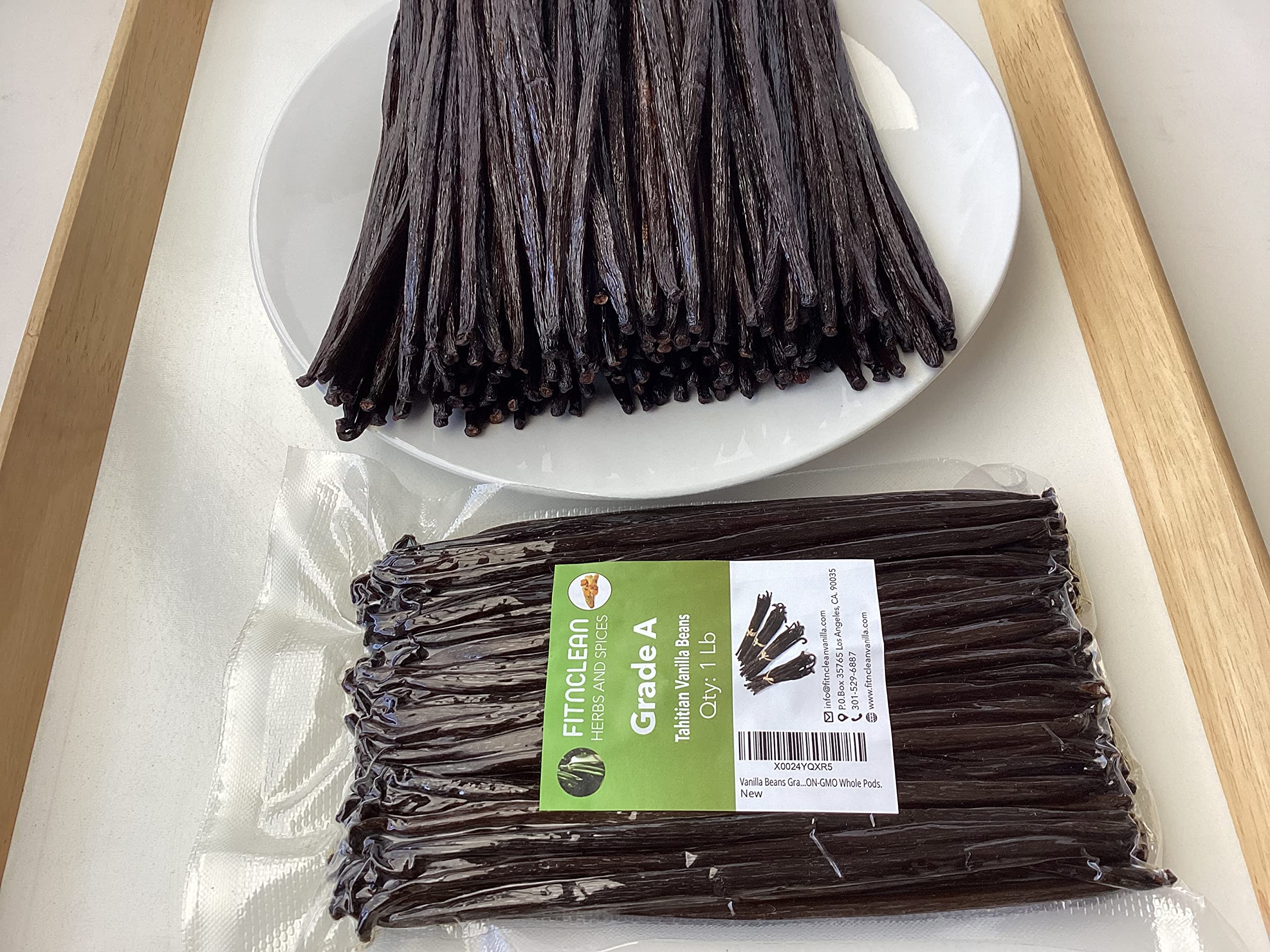 16oz Tahitian Vanilla Beans Grade A. 6"-7" Bulk for Extract, Cooking and Baking by FITNCLEAN VANILLA| 1Lb Fresh Gourment Natural NON-GMO Whole Pods