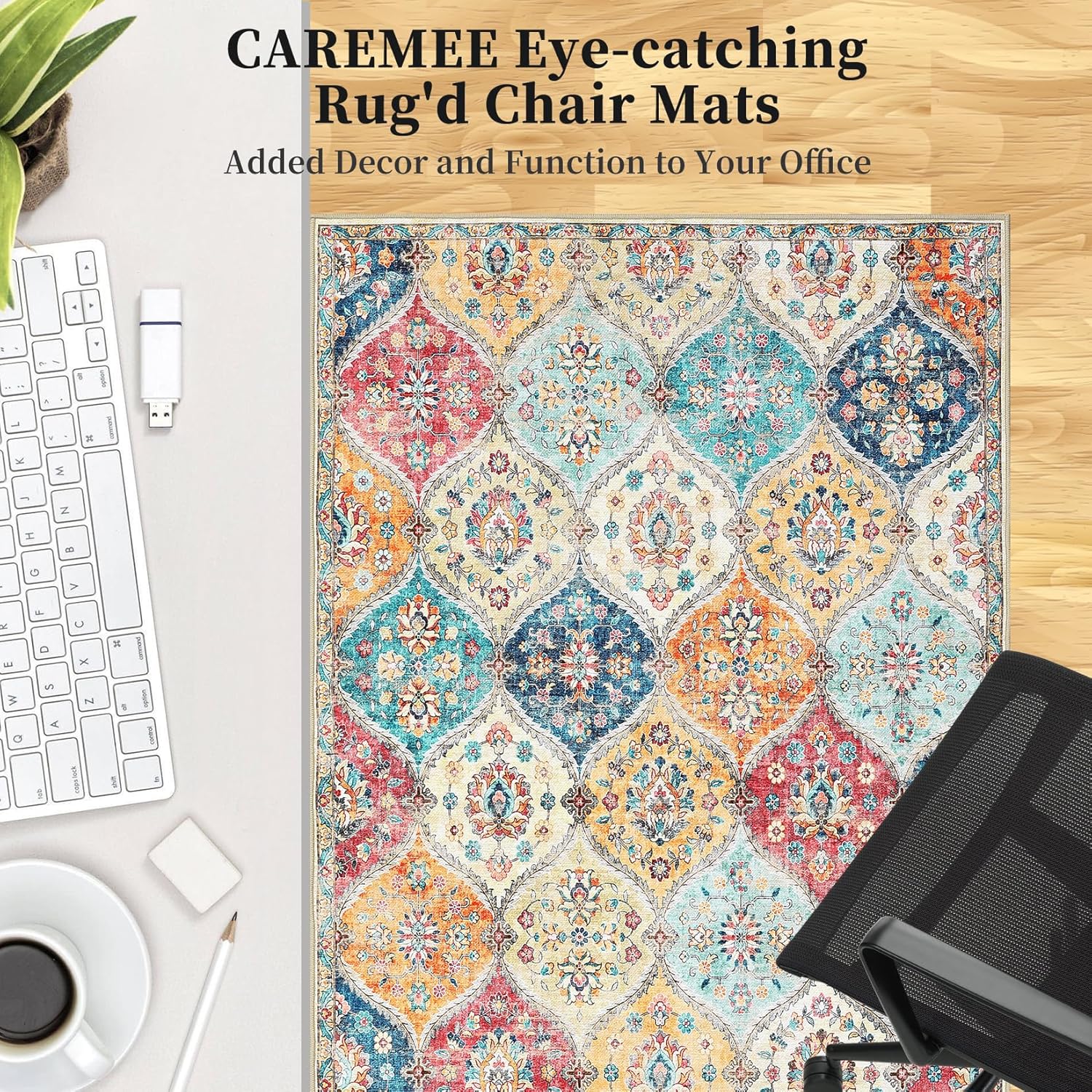 Office Chair Mats for Hardwood Floor, 48"X60" Desk Chair Mat for Hard Floor, Gaming Computer Chair Mat Office Rug for Rolling Chairs, Low Pile Carpet Under Chair Floor Protector, Orange