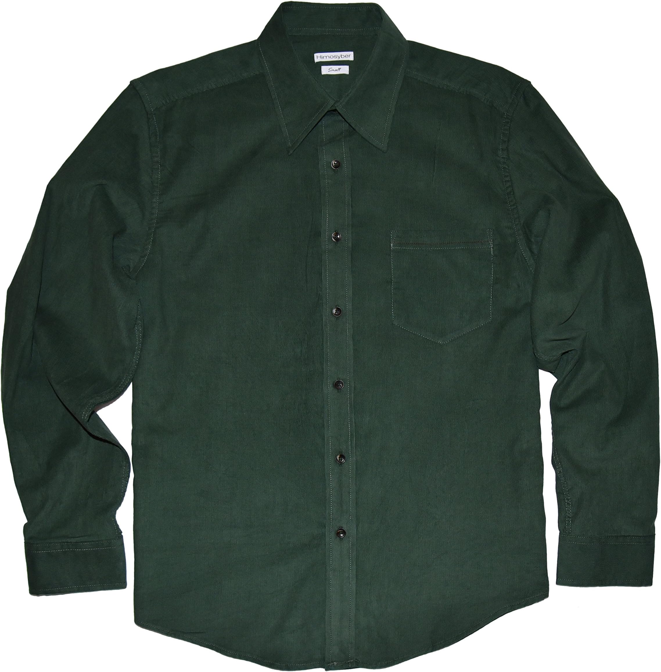 Himosyber Men's Button Down Corduroy Shirt (Forest Green, Medium)