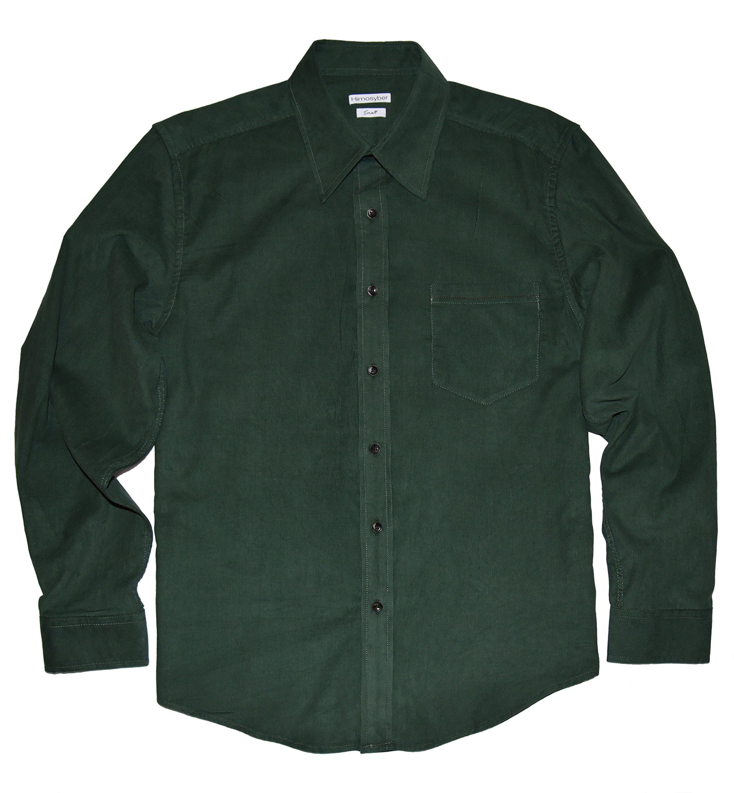 Himosyber Men's Button Down Corduroy Shirt (Forest Green, Medium)