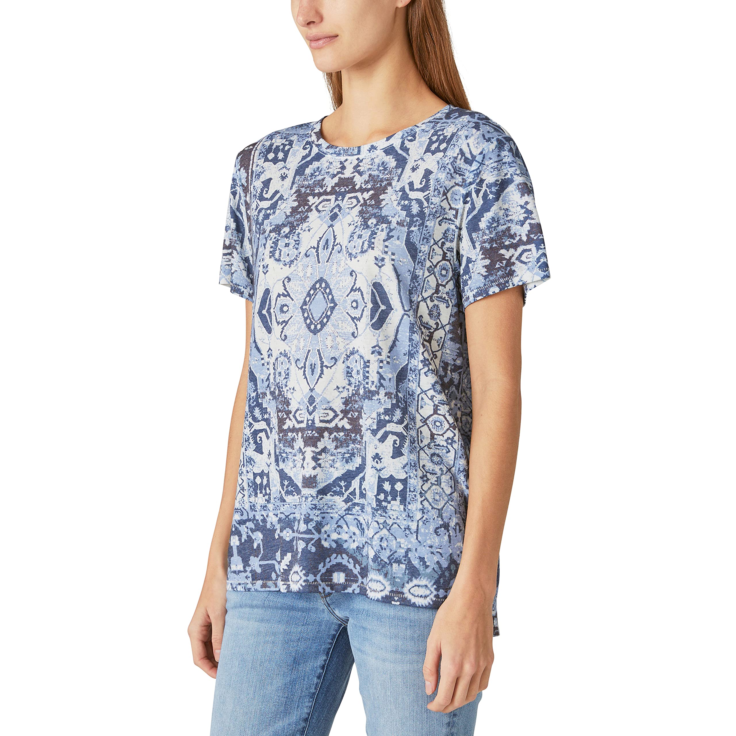 Lucky Brand Printed Scoop Neck tee Camiseta Estampada con Cuello Redondo Mujer (Pack de 1)