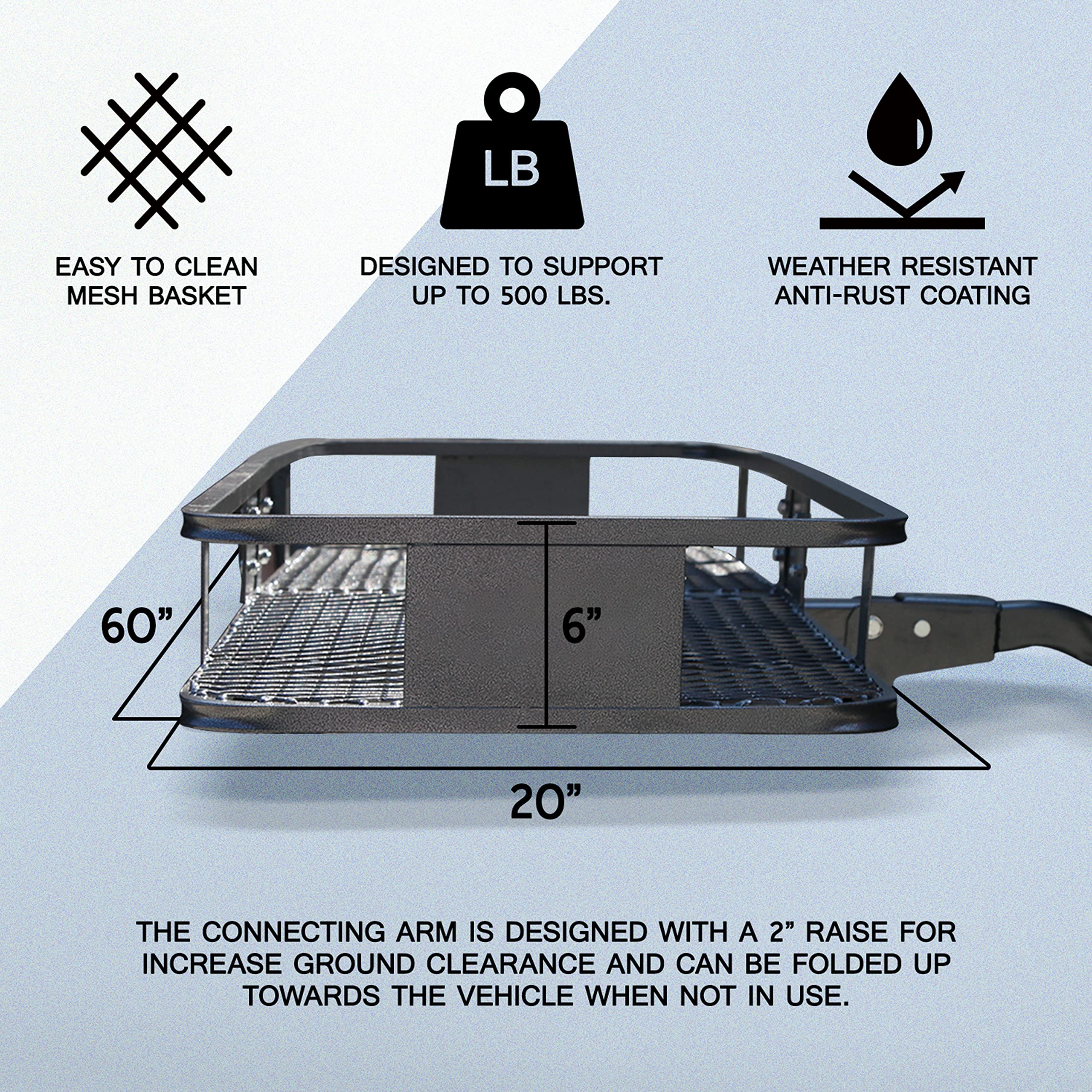 Buy Mockins 60"x20"x6" Folding Cargo Carrier Hitch Mount 500 lb