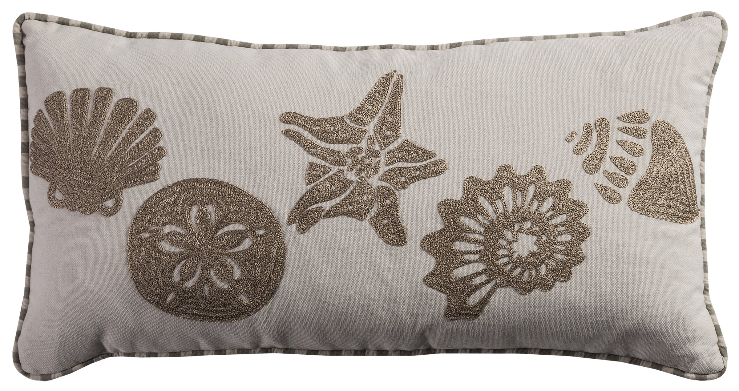 rizzy home | t08868 | poly fill decorative pillow | 11"x21" white/brown/neutral coastal