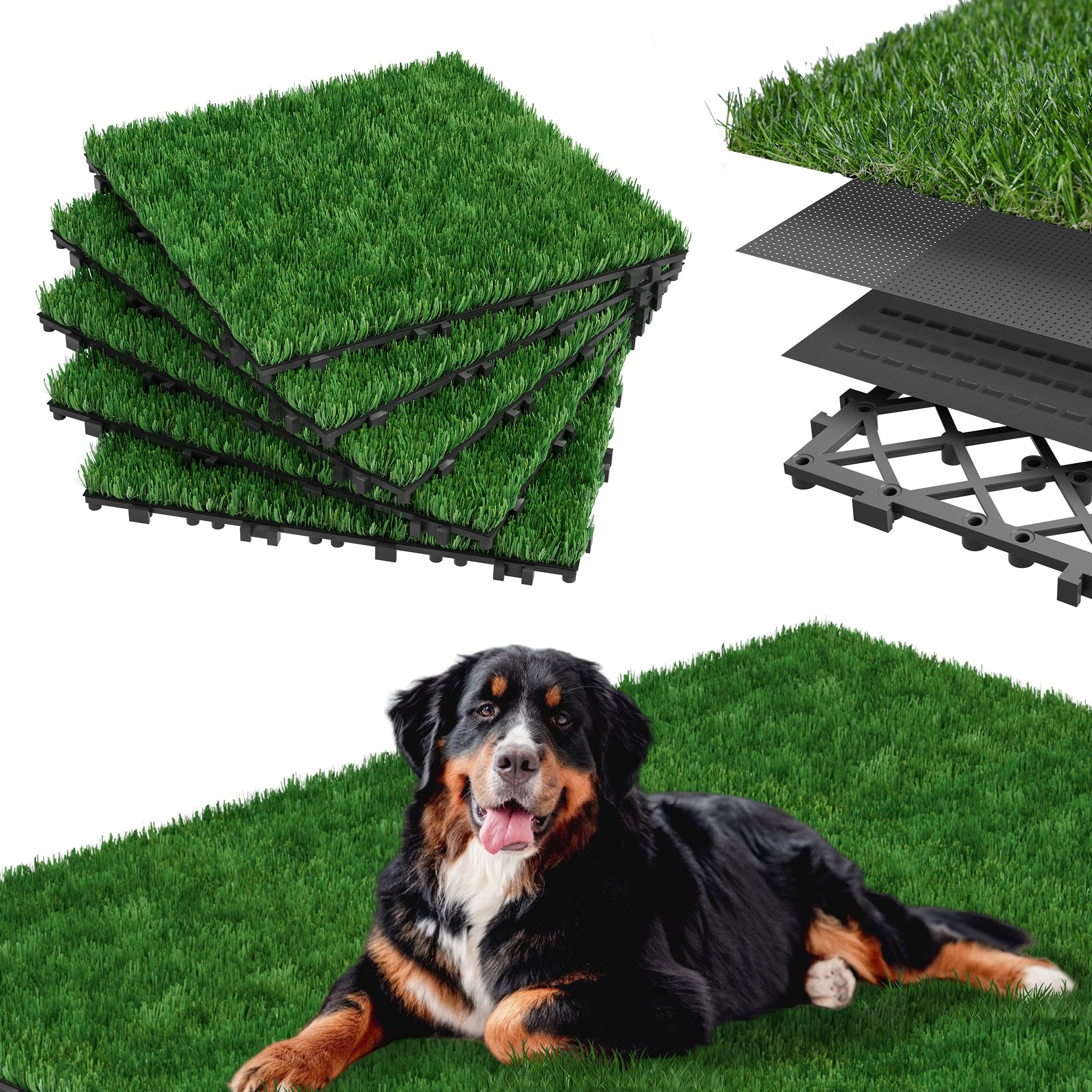 SAILUN Artificial Grass Tiles,30x30cm Interlocking Deck Tiles with 4cm Thickness & Anti-Slip Rubber Base,UV Resistant & Pet Friendly Click-Lock Lawn Flooring for Balcony GardenPatio,11 Pieces / 1 ใก