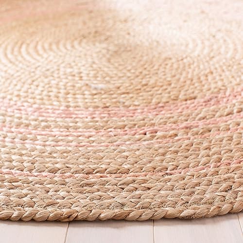 Miniatura 3 de SAFAVIEH Natural Fiber Round Collection NF807U - Alfombra redonda de yute trenzada de yute de 4 pies, hecha a mano, color rosa