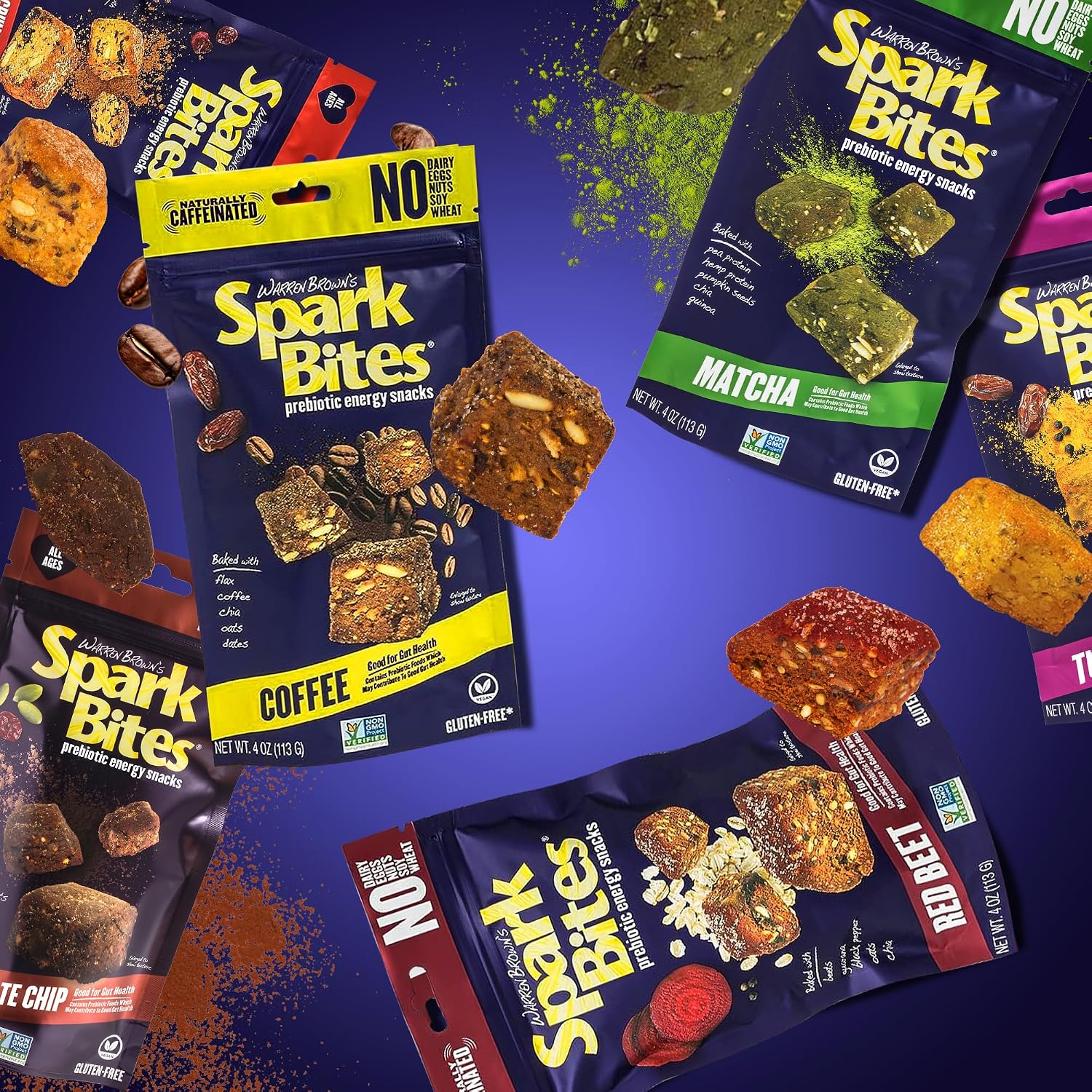 SPARK BITES - Variety Pack of 6 (one of each flavor) Allergen Free PLANT-BASED Healthy Energy Snack - A Steady Release of Wholesome Energy with NONE OF THE TOP 9 ALLERGENS - Vegan, Non-GMO, Gluten-Free