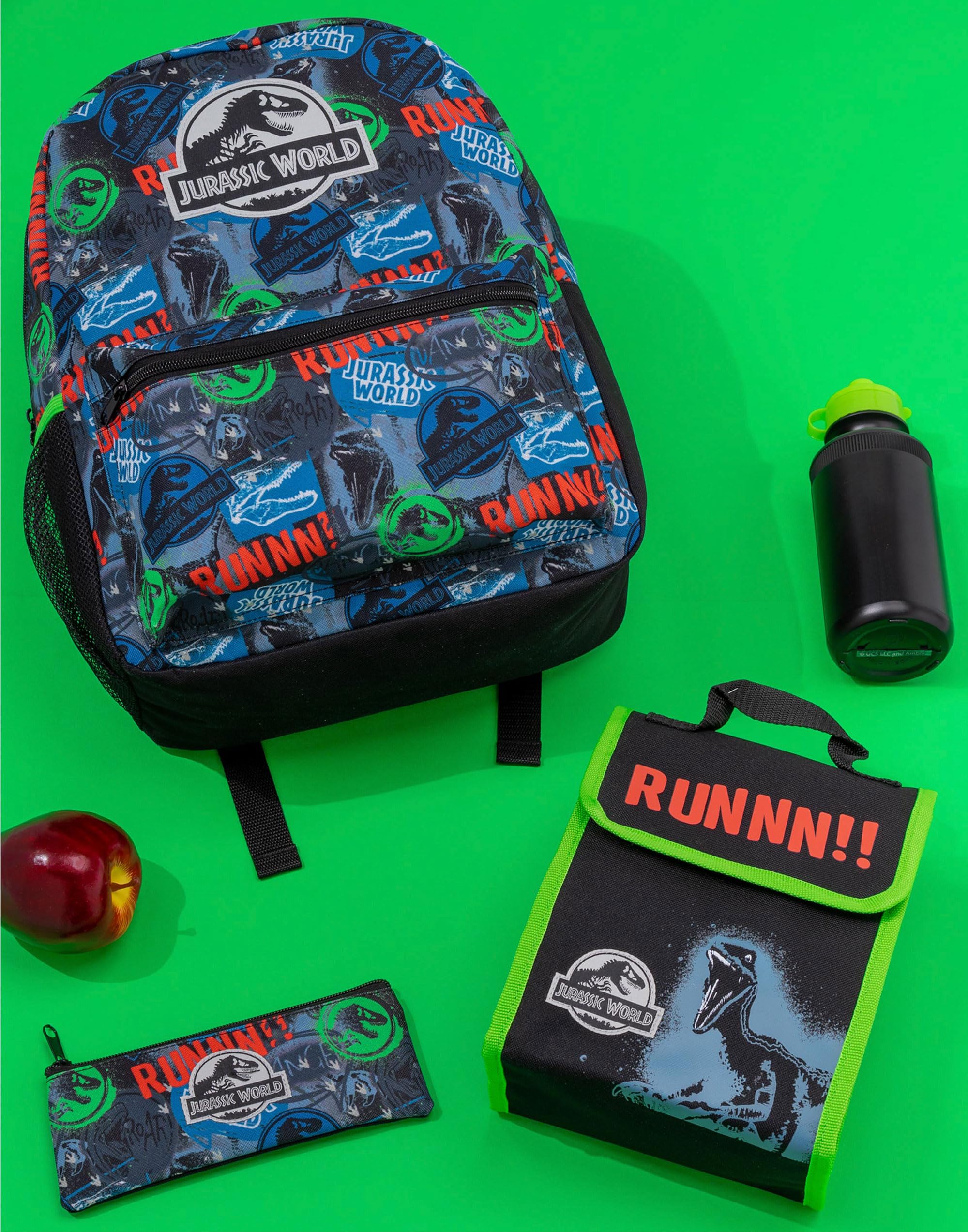 Jurassic World Mochila Set Niños 4 Piezas Escuela Caja De Almuerzo Botella