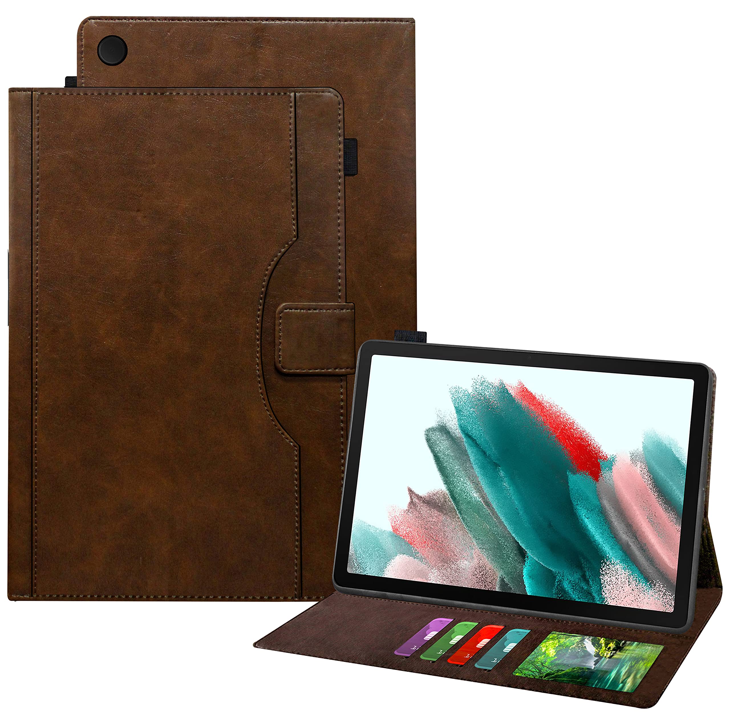 TGK Leather Business Folio Stand Cover Case for Samsung Galaxy Tab A8 Cover 10.5 inch [SM-X200/X205/X207] with Pencil Holder (Dark Brown) (B09T71P2GK) Amazon Price History, Amazon Price Tracker