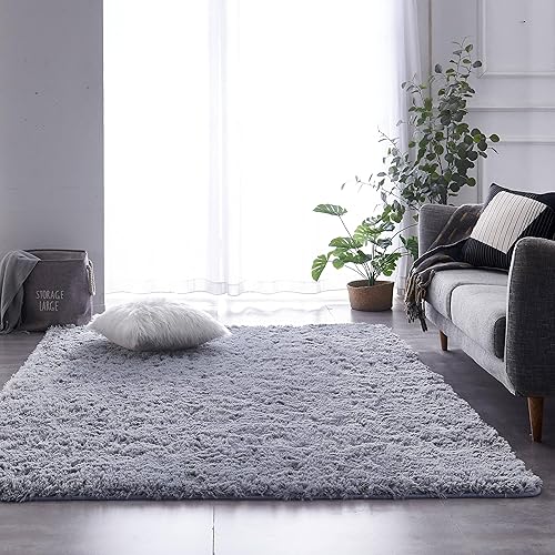 Miniatura 2 de TABAYON - Alfombra afelpada de lujo, 3 x 5 pies, rectangular, de pelo largo, antideslizante, esponjosa, para dormitorio, habitación de los niños,