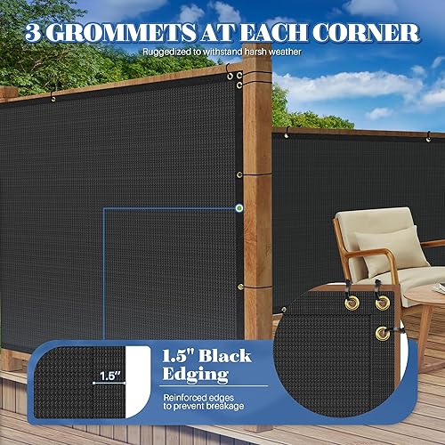 Miniatura 3 de ECOOPTS Parabrisas de valla de privacidad de 4 x 12 pies con ojales de cobre, apto para valla comercial y jardín residencial al aire libre 90% de