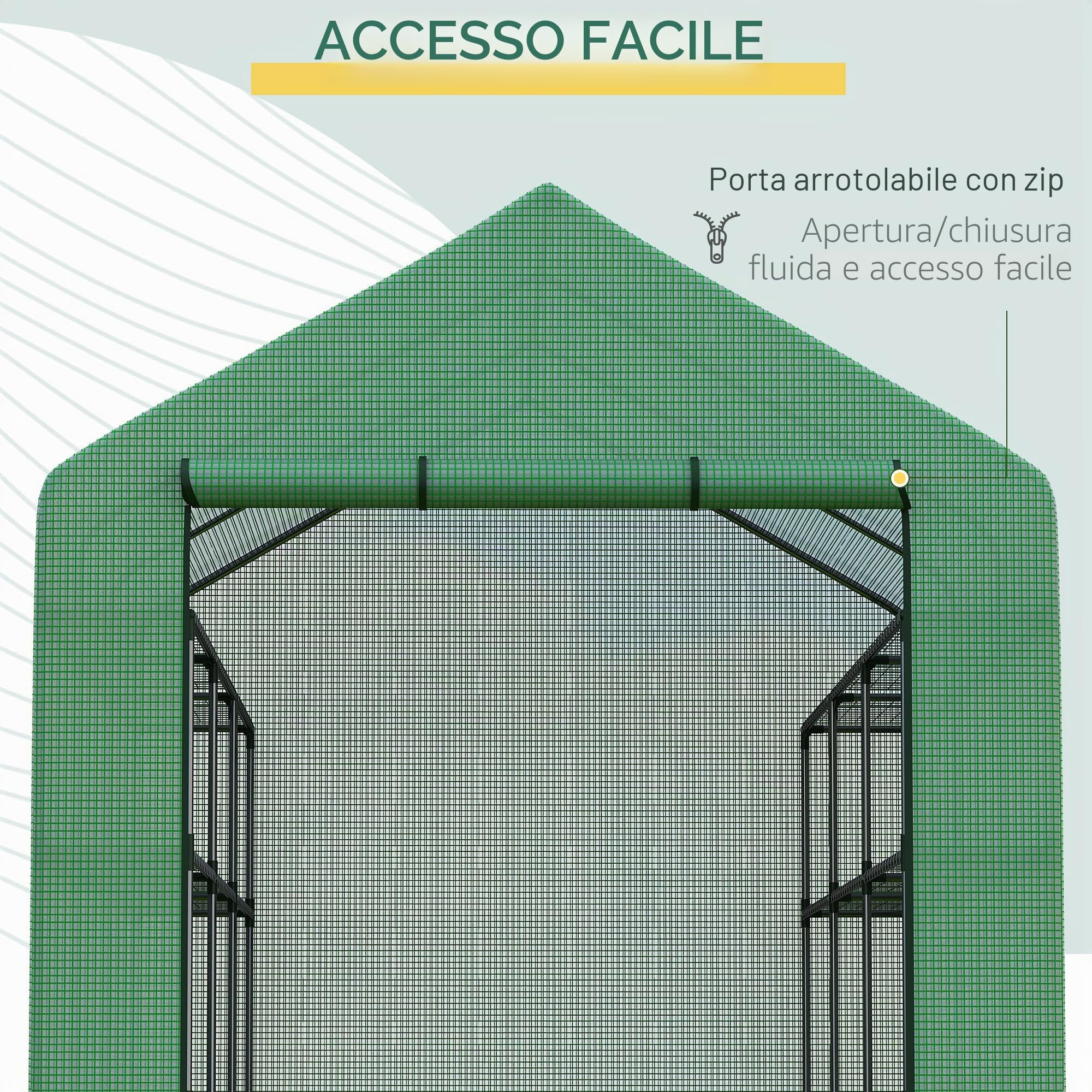 Outsunny Grande Serra Walk-in 4 Ripiani 24 Scaffali 244x180x210 cm Verde
