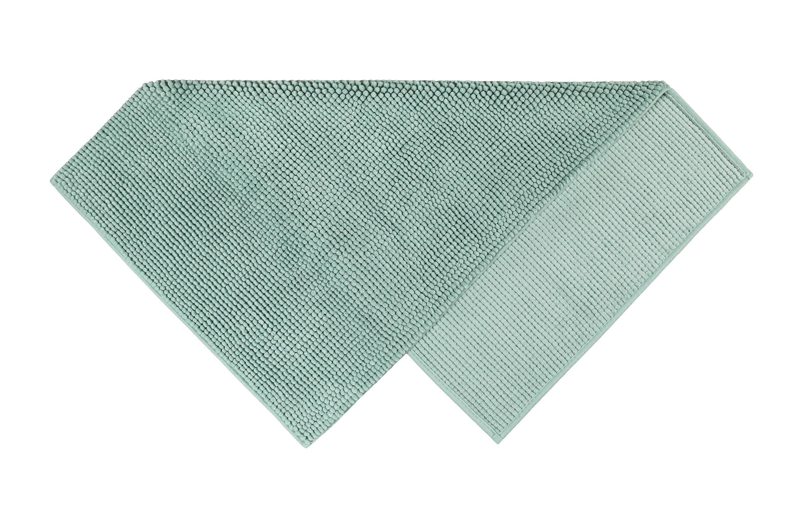 Wecon Home Balu getufteter Badteppich, 80 x 150 cm, Mint grün | moderner Chenille Badteppich, rutschfest, Waschbar, Saugfähig, Stilvoll für jedes Badezimmer