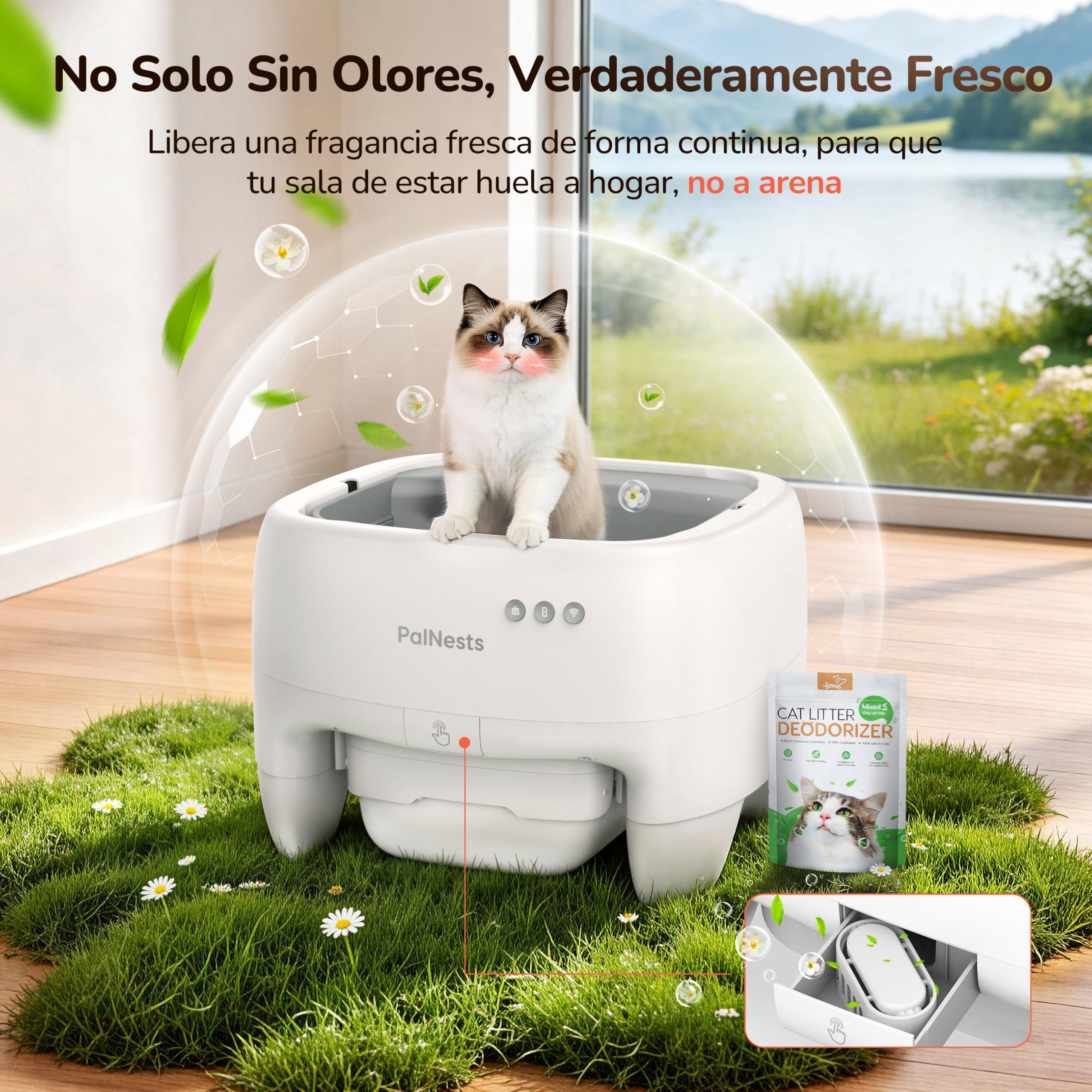 Arenero Gatos Autolimpiable, Seguridad Antipellizcos, Entrada Superior Abierto para Gatos Grandes y Múltiples, Control APP, Desodorización, Inodoro Inteligente para Gato Extra Grandes, Blanco