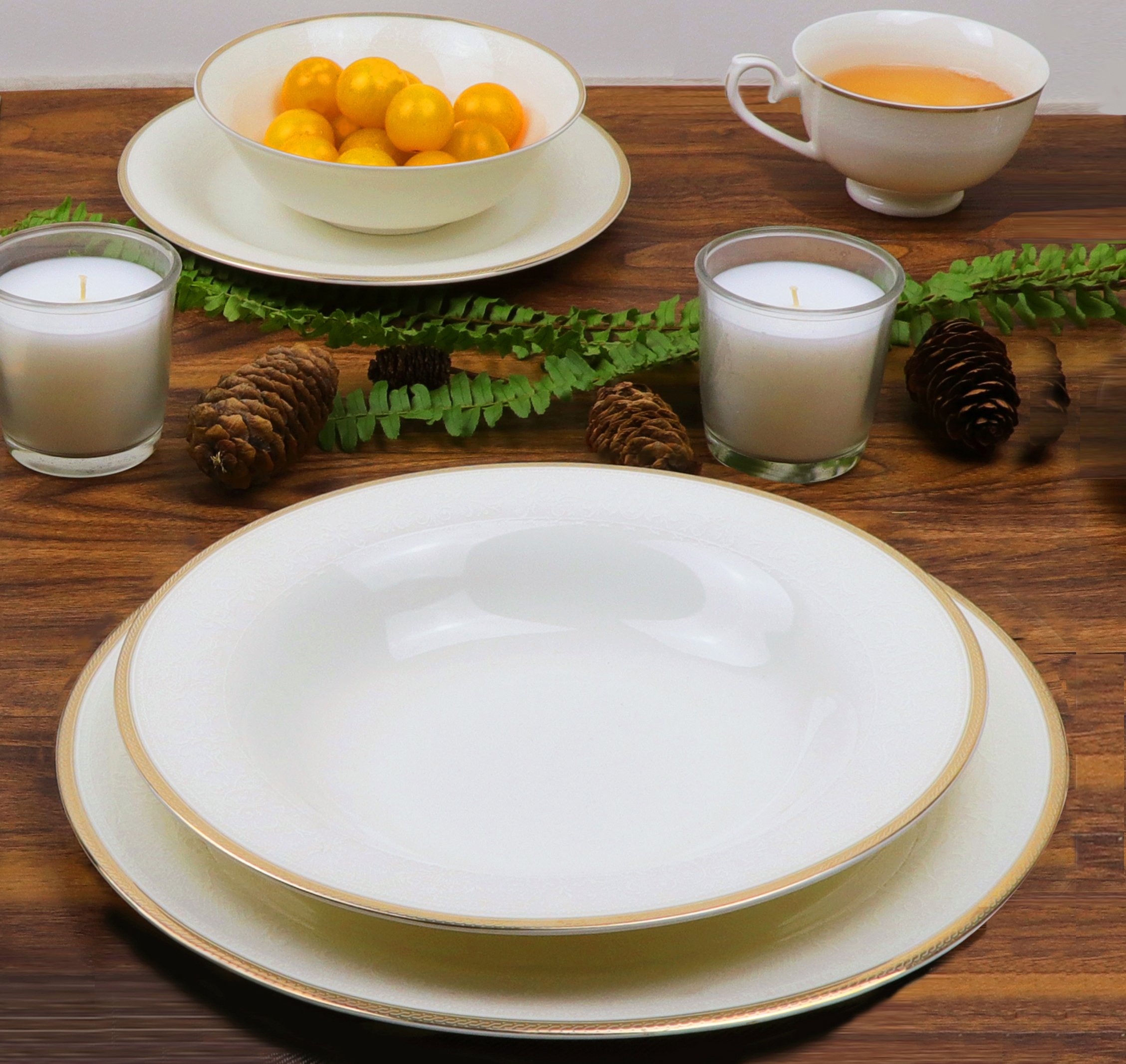 シュガーレディ　コース　フルセット　ボーンチャイナ　5セット Amazon.com | 57Piece Dinnerware Set-Bone China Service For 8