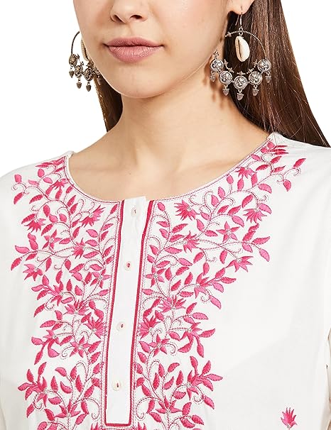Amazon Brand - Myx Women's Embroidered Straight Fit Kurta | Available in Plus Size - Image 4