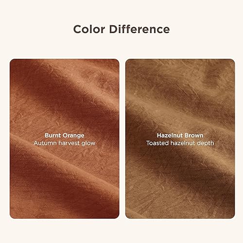 Miniatura 8 de Bedsure Juego de funda de edredón 100% algodón lavado, tamaño Queen, juego de funda de edredón minimalista de algodón terracota, similar al lino,