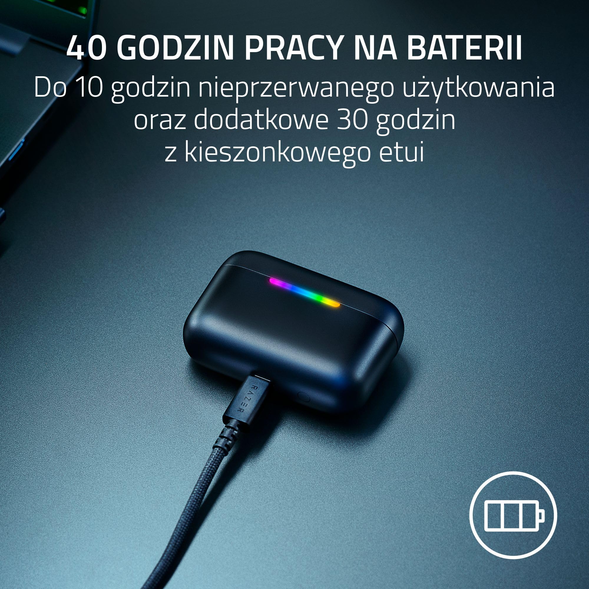 Razer Hammerhead V3 HyperSpeed - Trådlösa gamingöronsnäckor för flera plattformar - ANC aktiv brusreducering - HyperSpeed Wireless & Bluetooth - 40 timmars batteritid - Vattentålig IPX4 | Svart