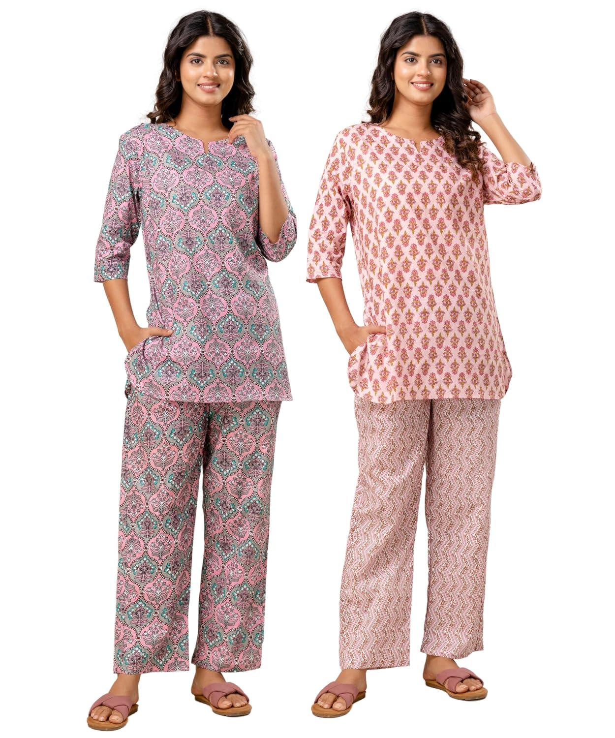 Cotton Printed Night Suit for Women’s Shirt and Pyjama Sleep wear Set for Womens and Girls Combo Pack