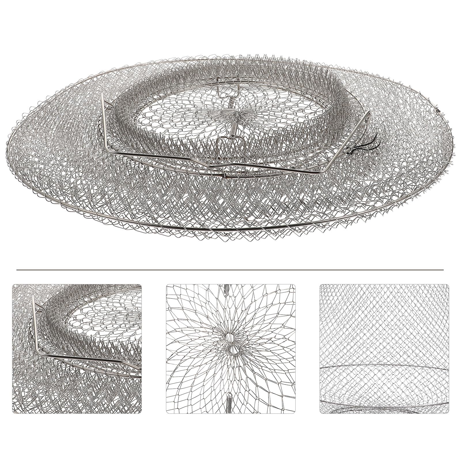 ifundom Cesta de Malla de Aterrizaje de Acero Inoxidable 304, Jaula Plegable para Pesca de Cangrejos y Camarones, Puerta de Resorte, Gran Capacidad, Adecuado para Pesca en Agua Salada