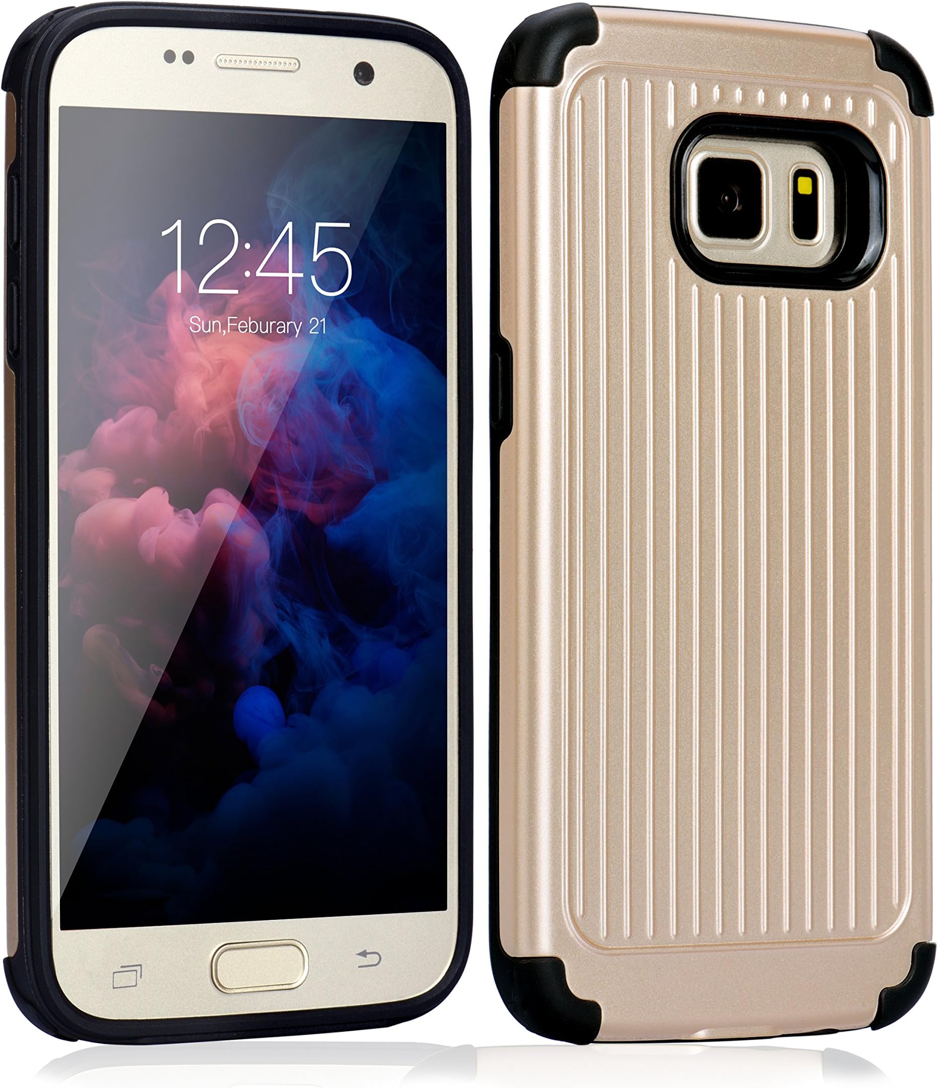 Samsung Galaxy S7 Edge Case, Qadou Adaptive Dynamic Soft Polymer Shockproof Case Protective Cover nonslip Phone Case for Samsung Galaxy Gear S7 edge Smartphone ( Platinum Gold)